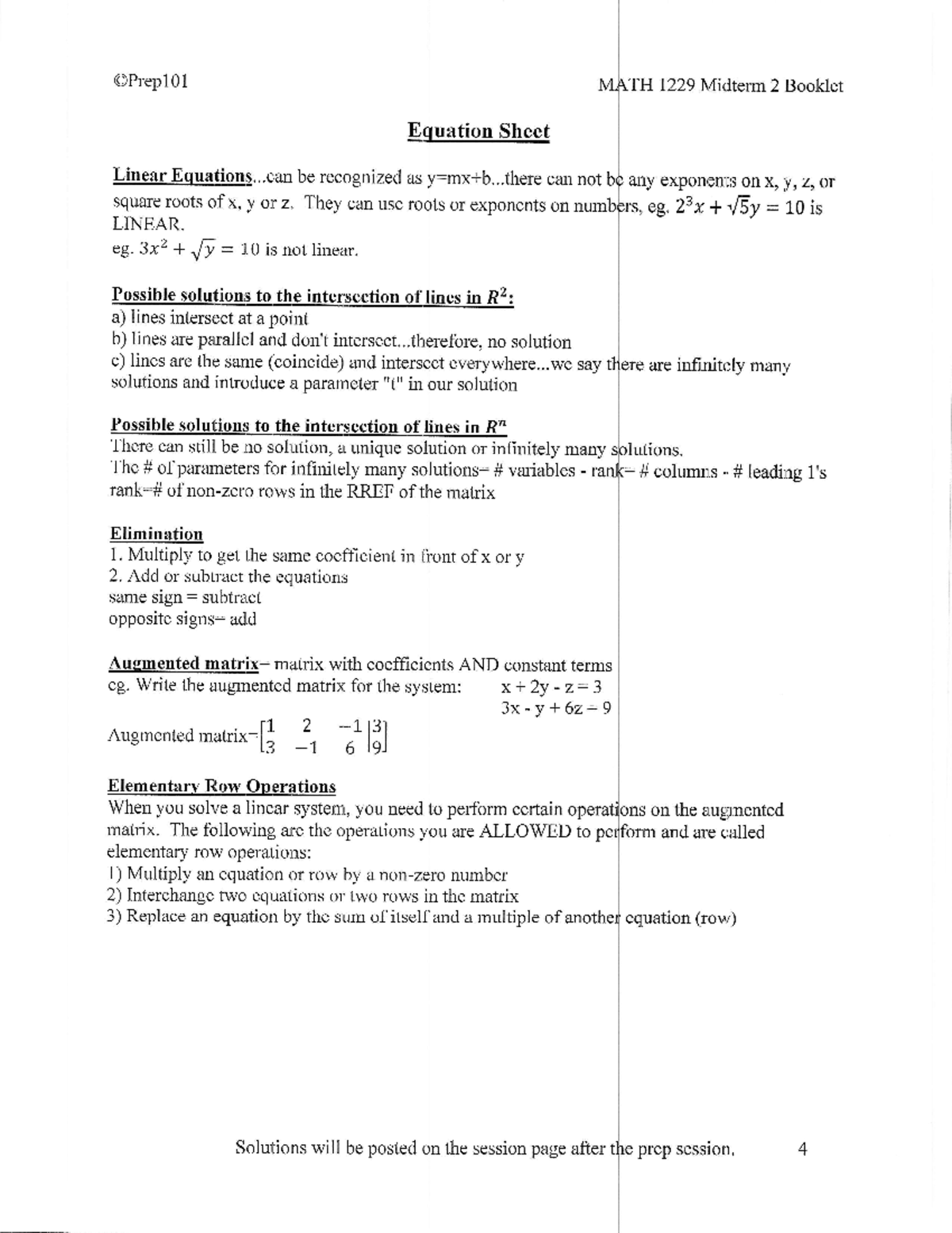 1229 formula final - @Prep Equation Sheet ####### Linear Equations.. be ...