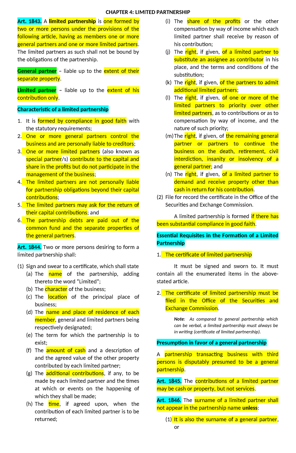 Chapter 4 Outline - Summary Business Law - CHAPTER 4: LIMITED ...