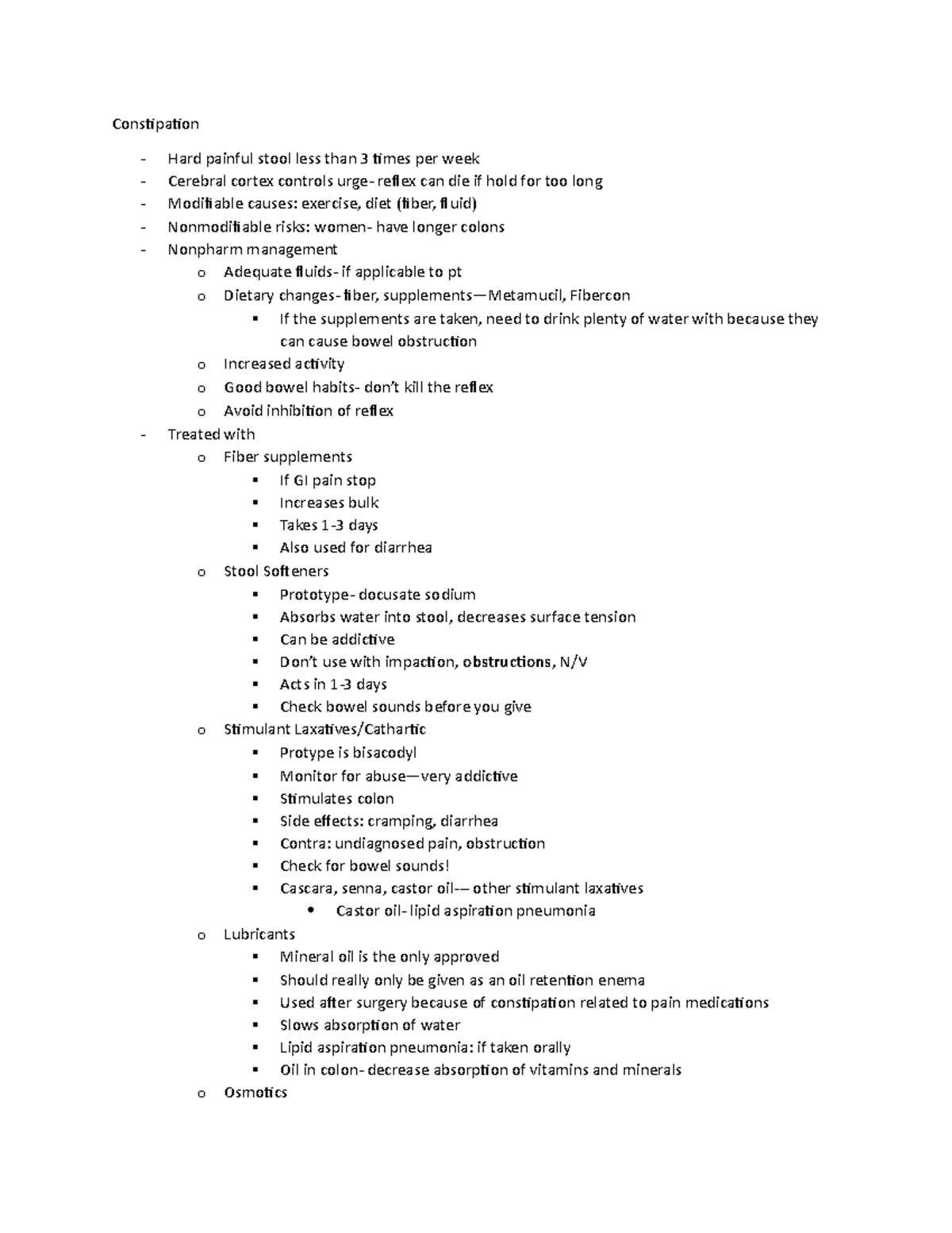 GI notes 0922 - Constipation Hard painful stool less than 3 times per ...