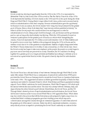HIST 135C Paper #5, Yun - Yun, Susie HIST 135C Paper # In the ...