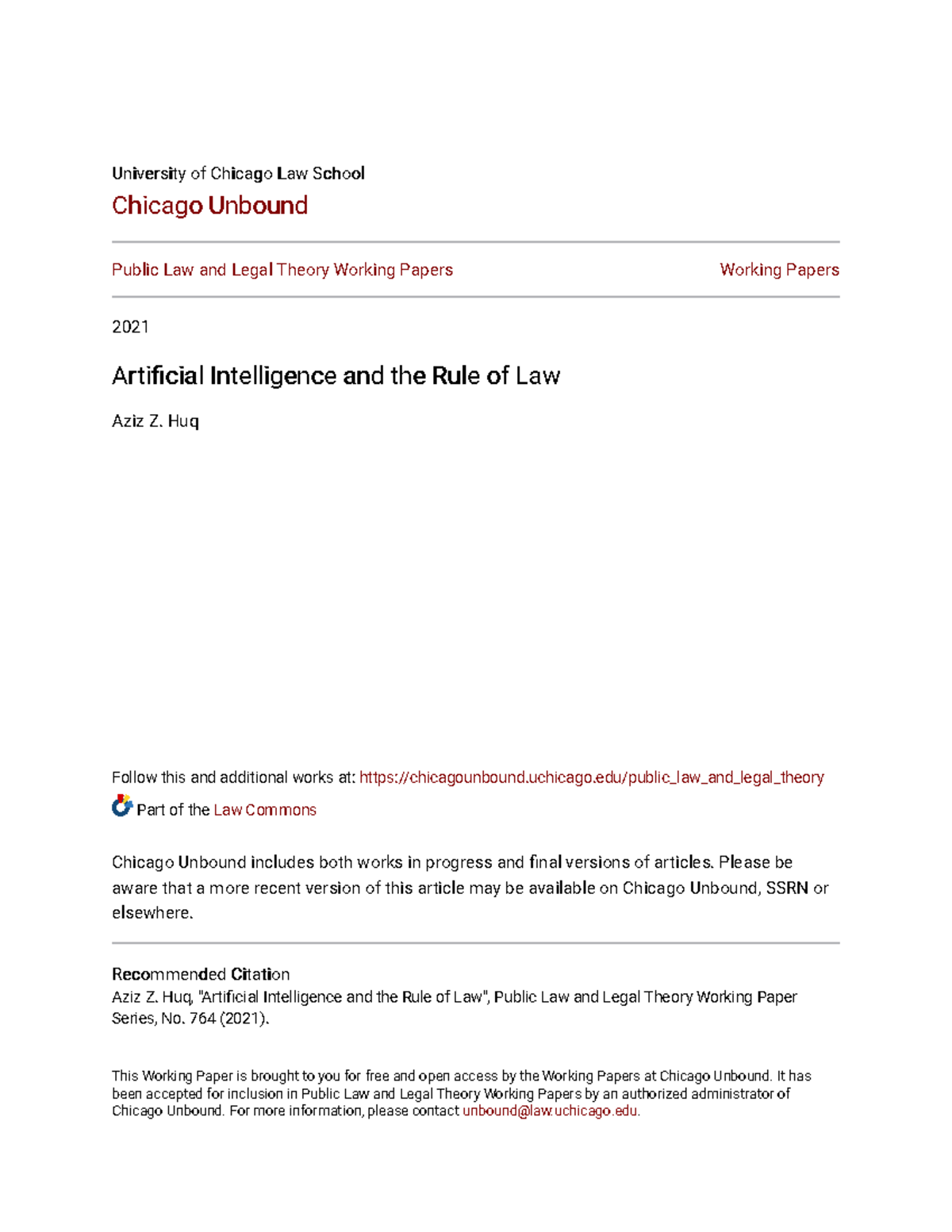 Artificial Intelligence and the Rule of Law - Huq Follow this and ...