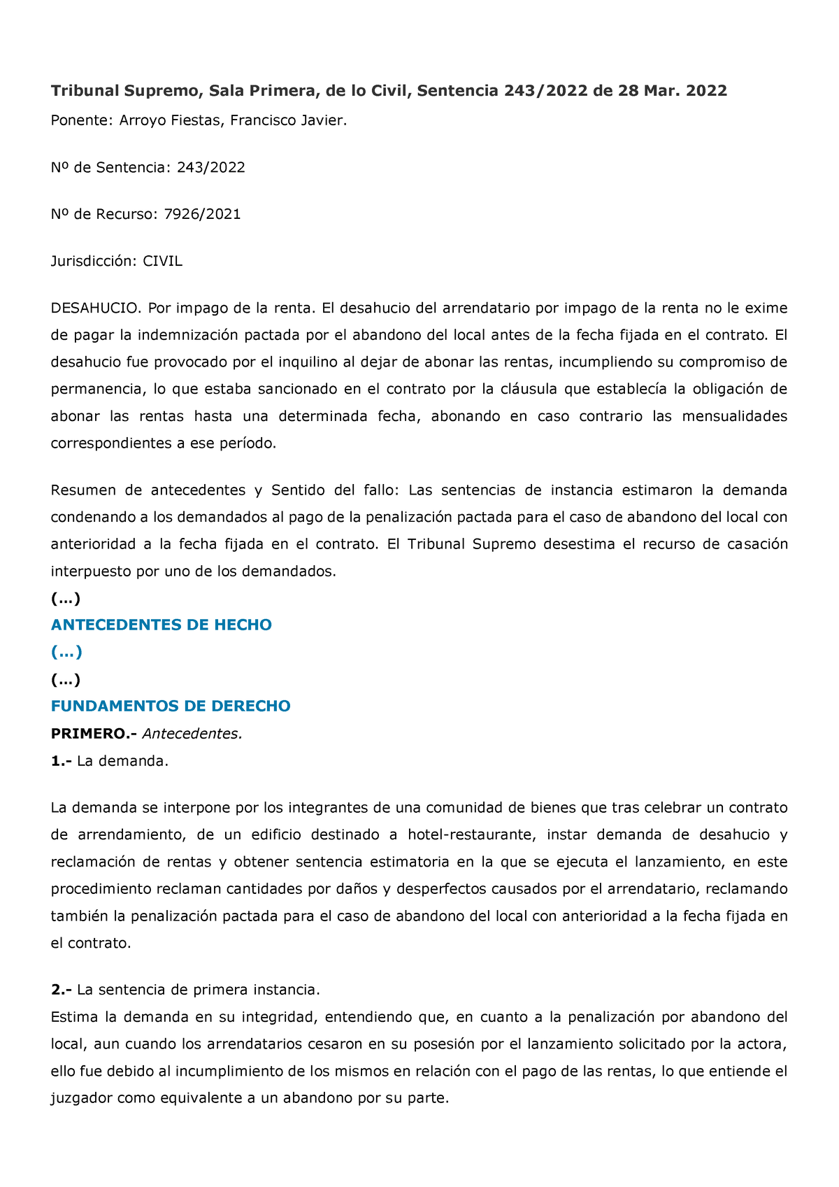 5 El Arrendatario Desahuciado Por Impago De La Renta Tambi Ã©n Debe ...