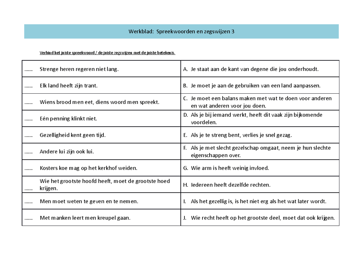 Spreekwoorden En Zegswijzen - ...... Strenge Heren Regeren Niet Lang. A ...