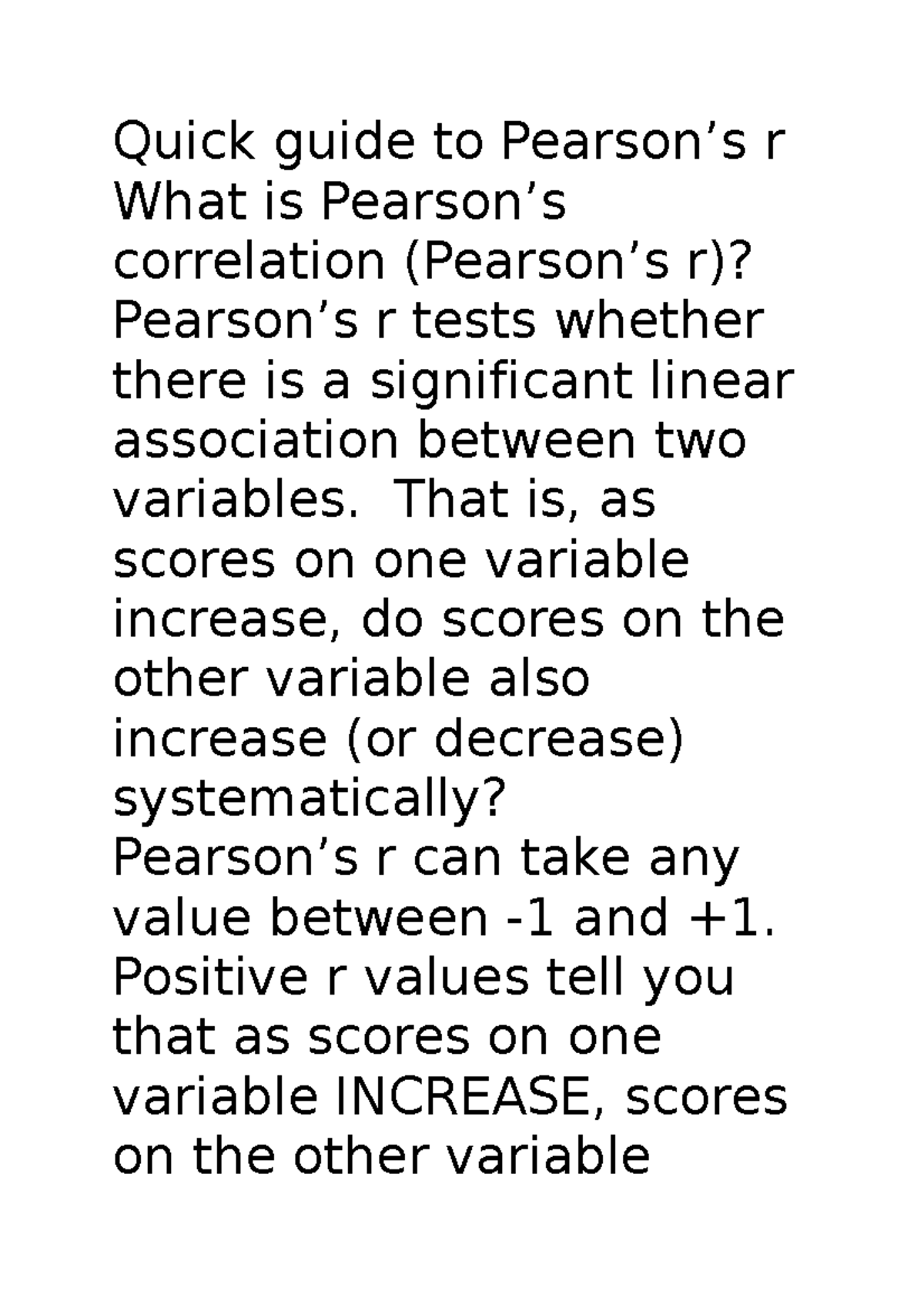 Quick guide to Pearson ns,dnsa Quick guide to Pearson’s r What is
