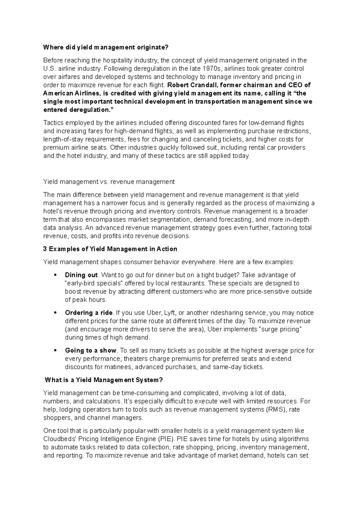 Origin of yield management - Where did yield management originate ...