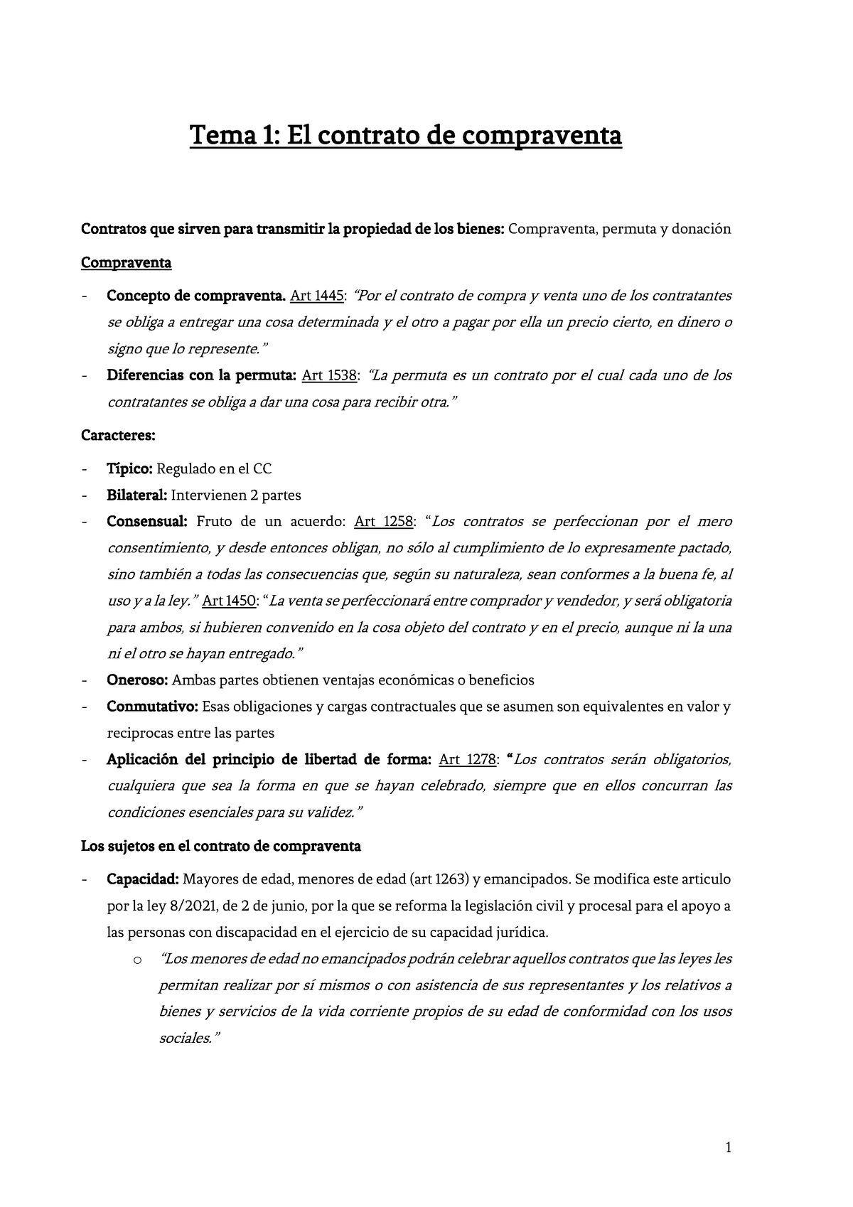 Tema 1 Civil 3 Tema 1 El Contrato De Compraventa Contratos Que Sirven Para Transmitir La 9334