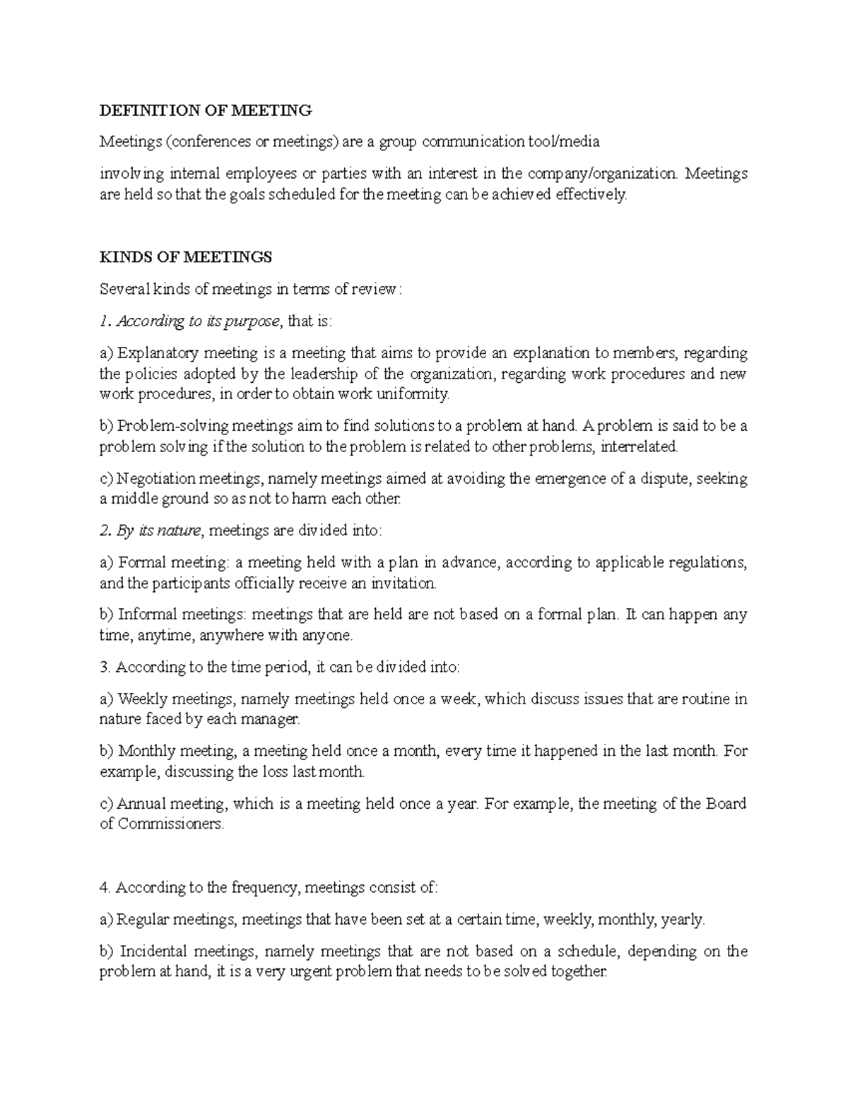 Materi English Meeting DEFINITION OF MEETING Meetings (conferences or