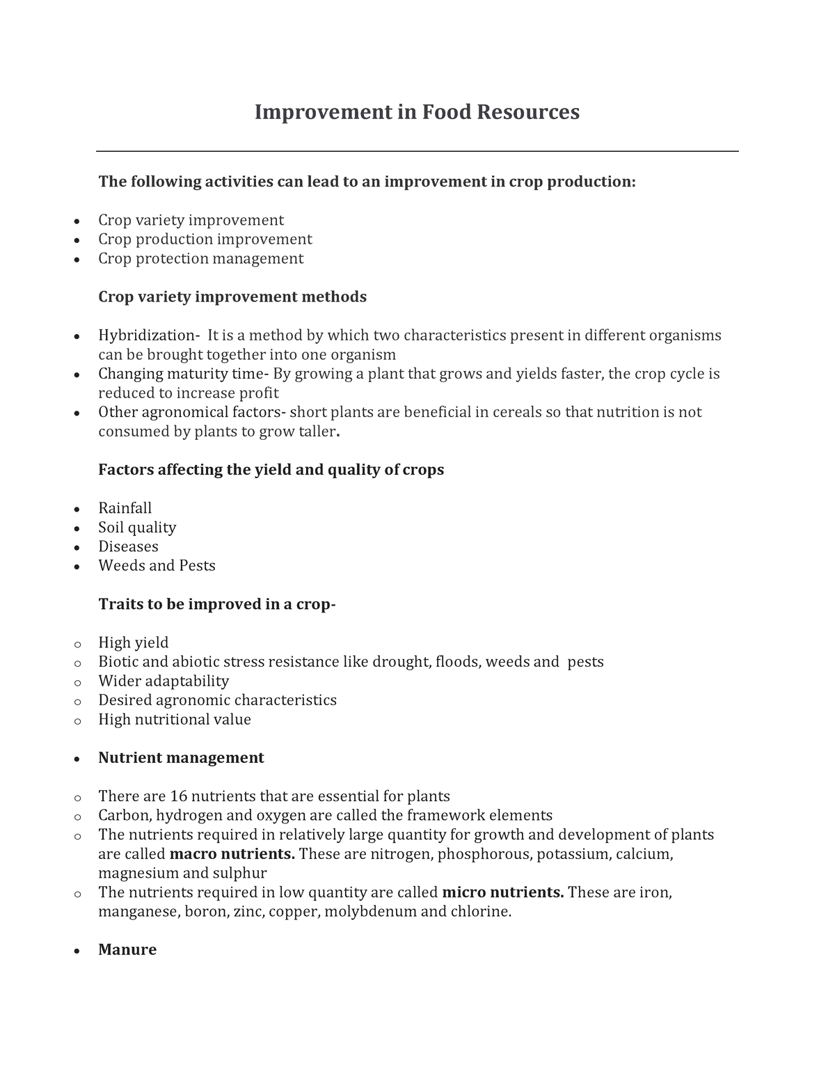 case study improvement in food resources