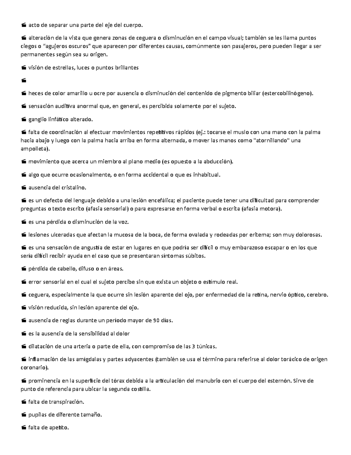 Glosario acto de separar una parte del eje del cuerpo. alteración de