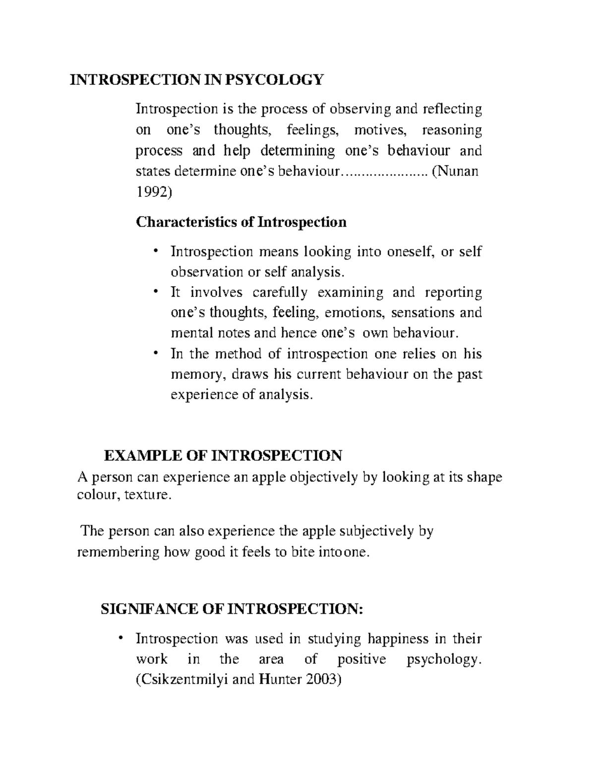 Introspection IN Psycology - INTROSPECTION IN PSYCOLOGY Introspection ...