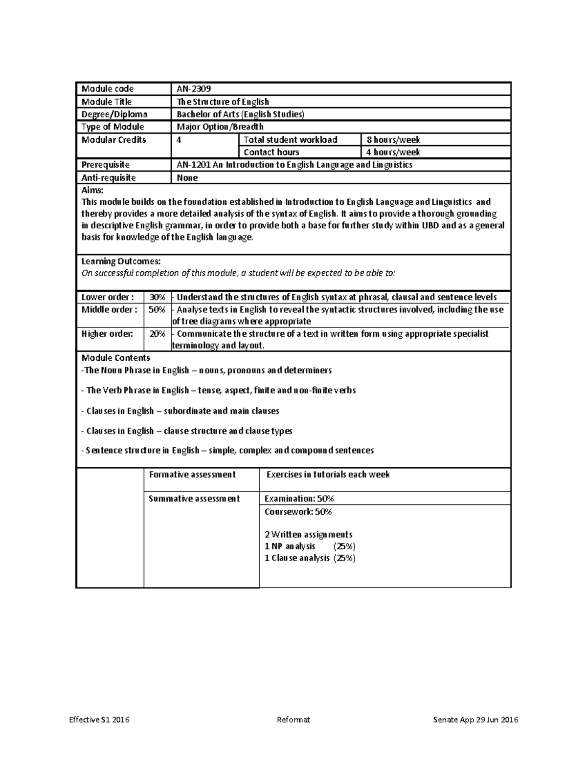 AN-2309 The Structure of English - Effective S1 2016 Reformat Senate ...