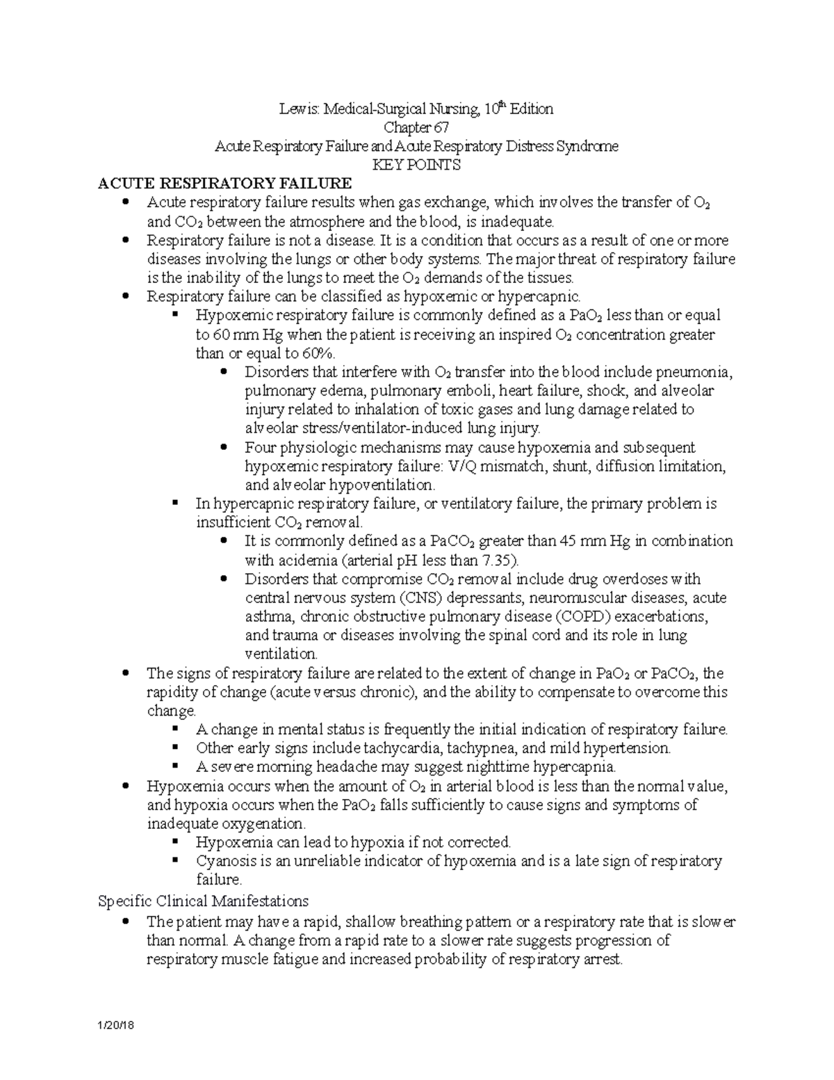 Module 5 Summary Respiratory - Lewis: Medical-Surgical Nursing, 10th ...