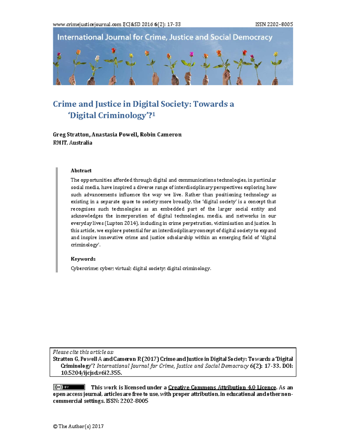 Crime and Justice in Digital S - crimejusticejournal IJCJ&SD 2016 6 (2 ...