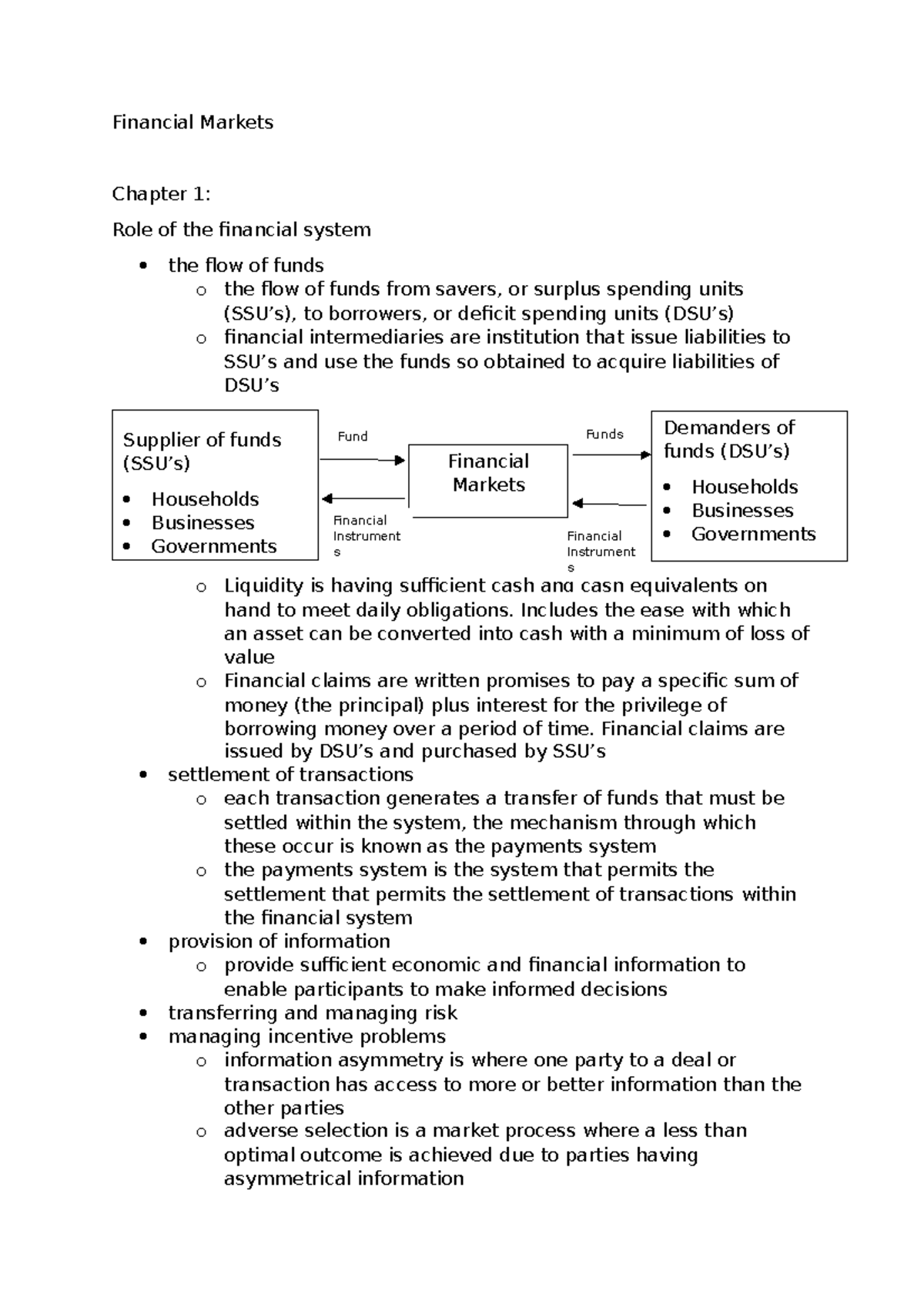 Financial Markets - Lecture notes 1-5 - Financial Markets Chapter 1 ...