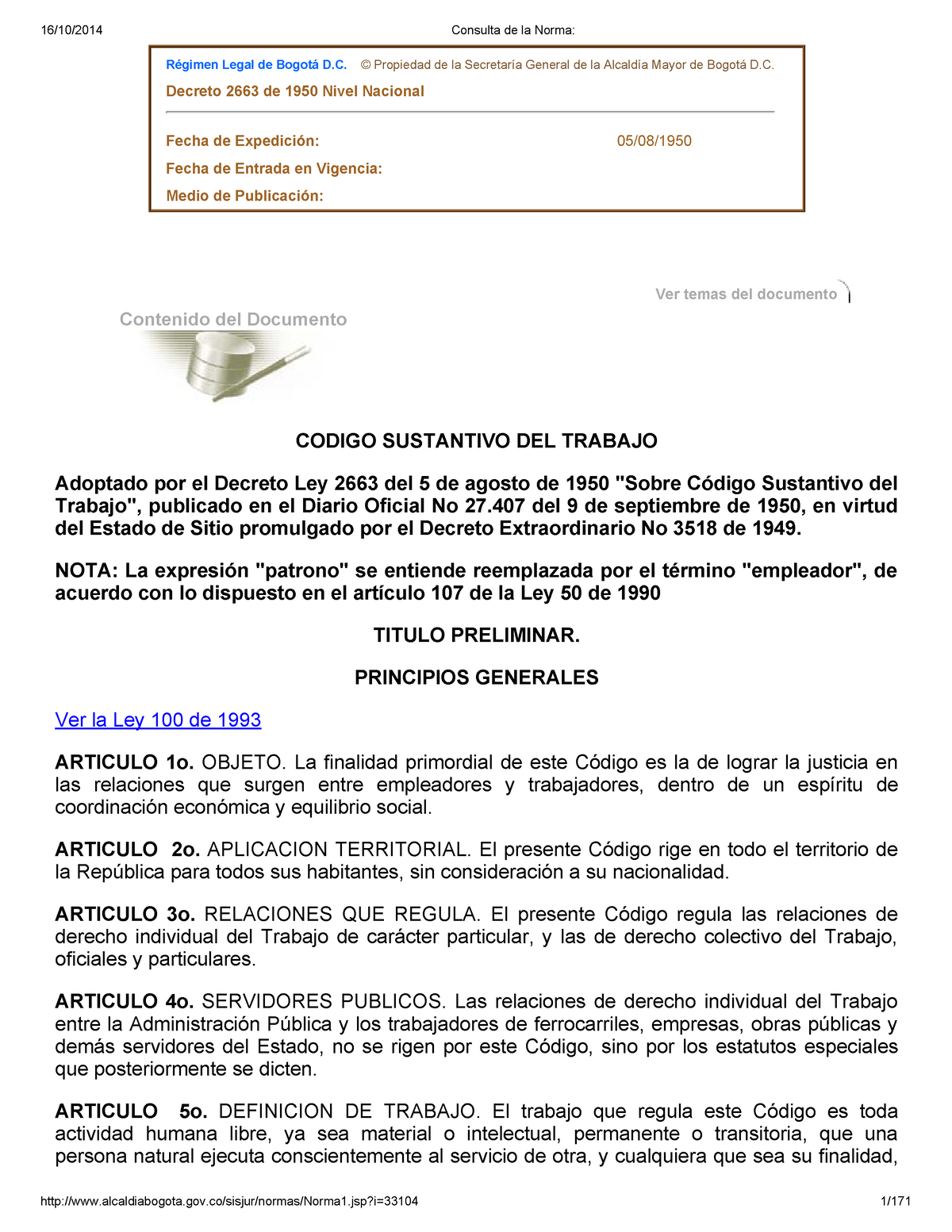 Codigo- Sustantivo-DEL- Trabajo- Decreto-LEY-2663-DE-1950-16 10 2014