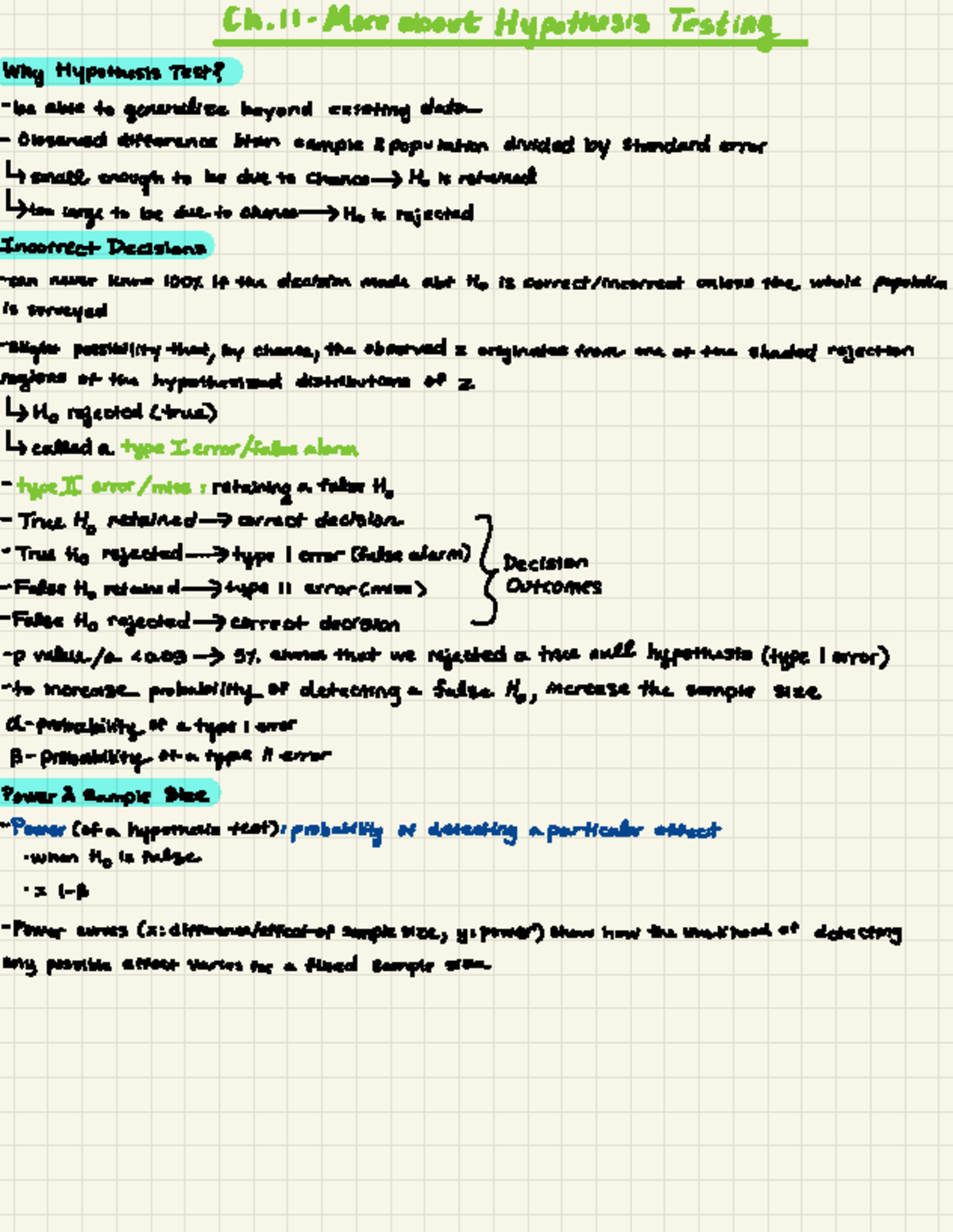 Chapter 11 Statistics in Psychological Research Notes - Ch - More about ...