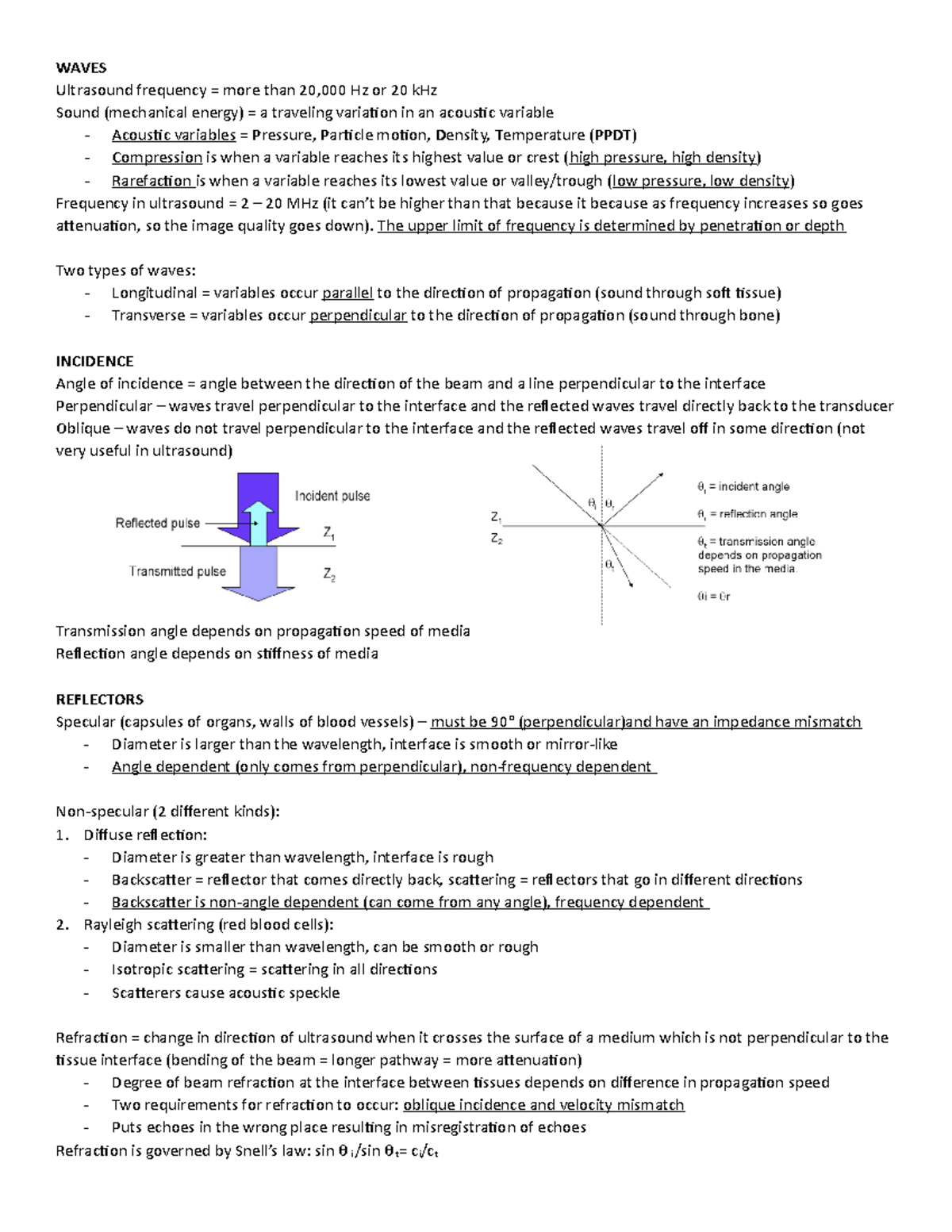 TEST 2 Study Guide - WAVES Ultrasound frequency = more than 20,000 Hz ...