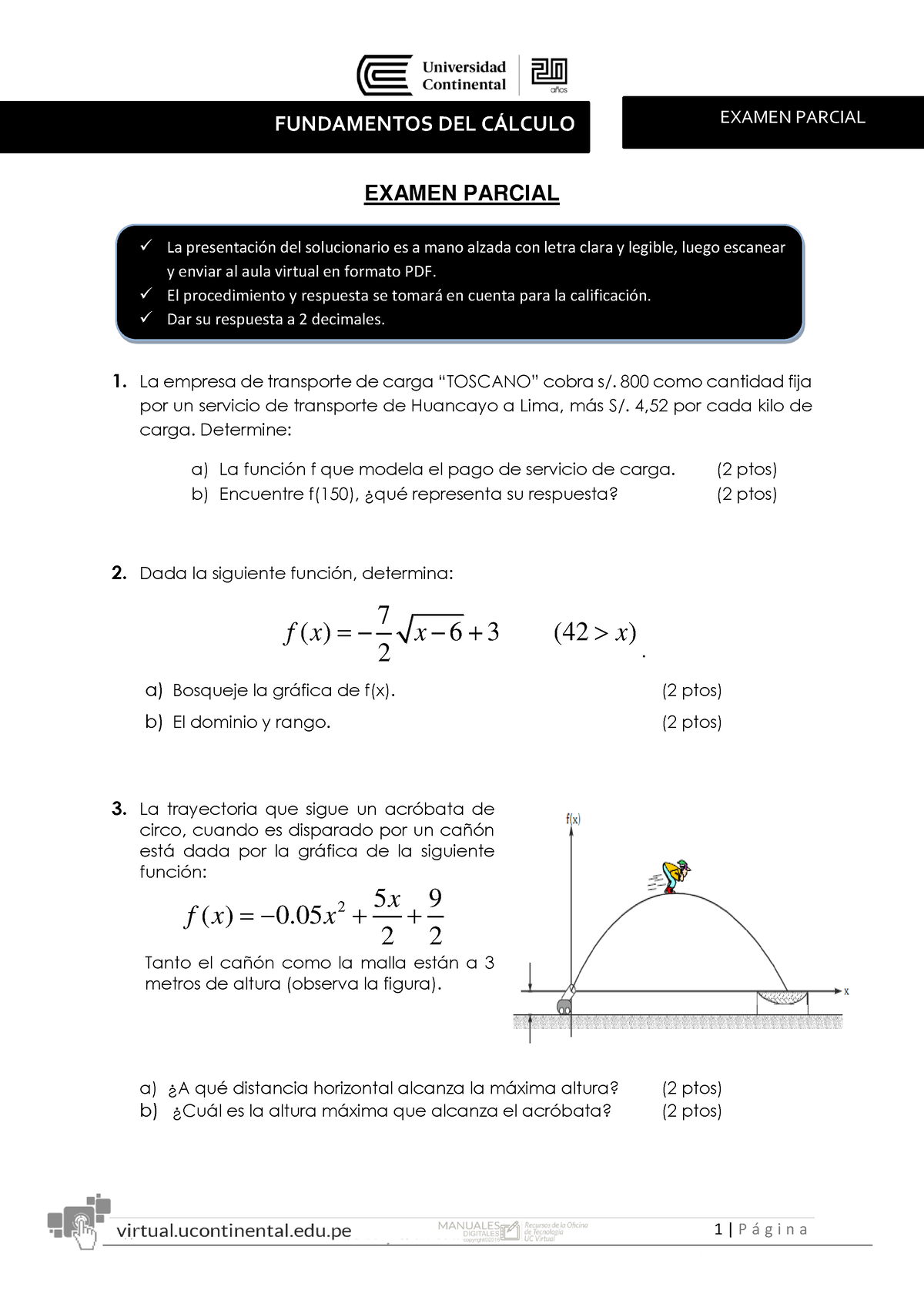 Examen Parcial - Holi - 1 | P · G I N A FUNDAMENTOS DEL C¡LCULO EXAMEN ...