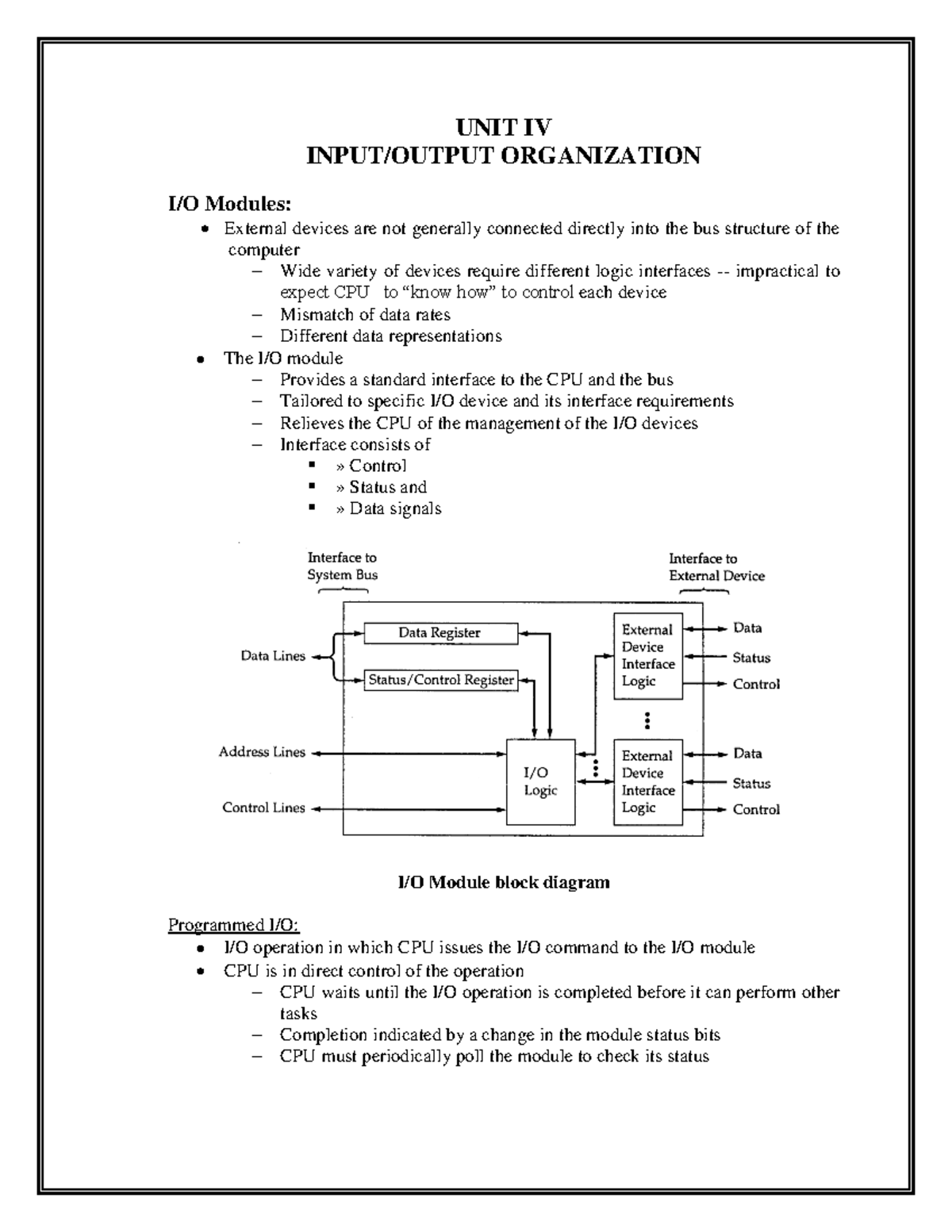 Unit 4 - Input/Output Organization : Input Interface Data Transfer ...