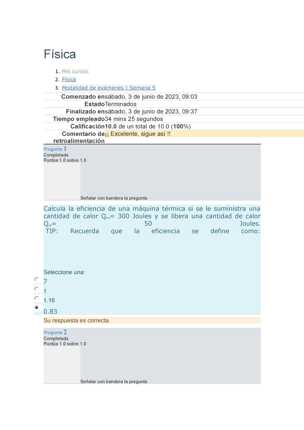 Física Examen Semana 5 - Física Mis Cursos Física Modalidad De Exámenes ...