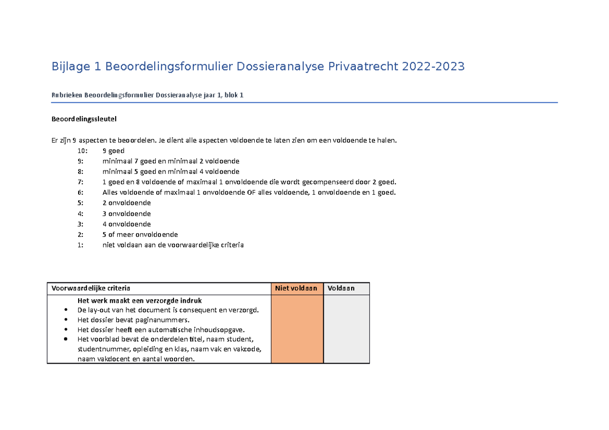 Beoordelingsformulier Dossieranalyse 2022-2023 - Bijlage 1 ...