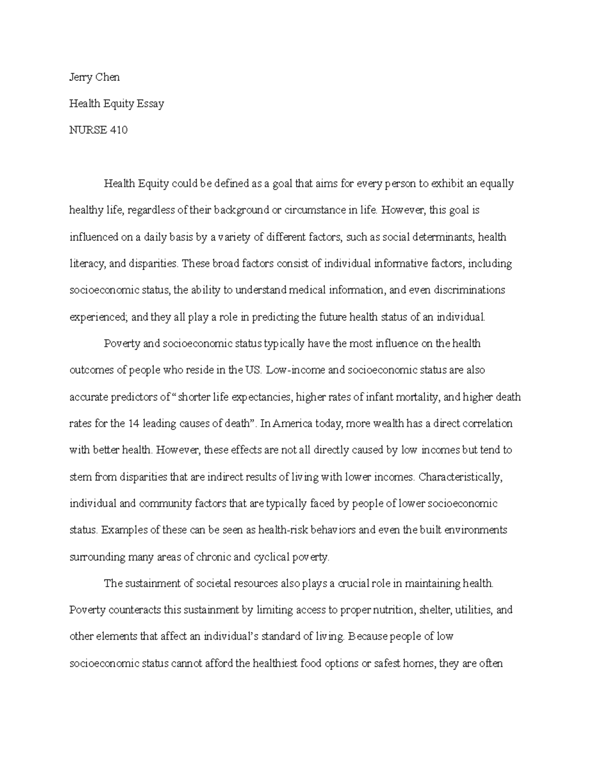 essay on health equity