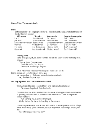 Course 3 Grammar-The past simple - Course Title : The past simple Form ...