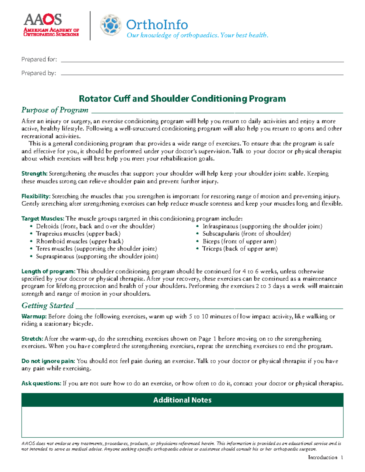 2022 rotator cuff and shoulder conditioning program handout - AAOS does ...