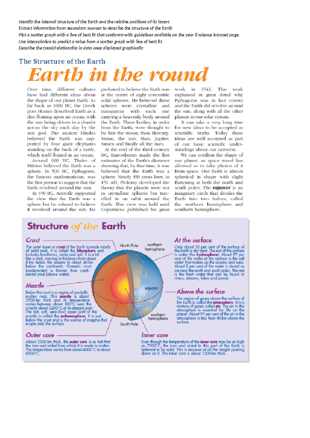 1. Structure of the Earth - Identify the internal structure of the ...