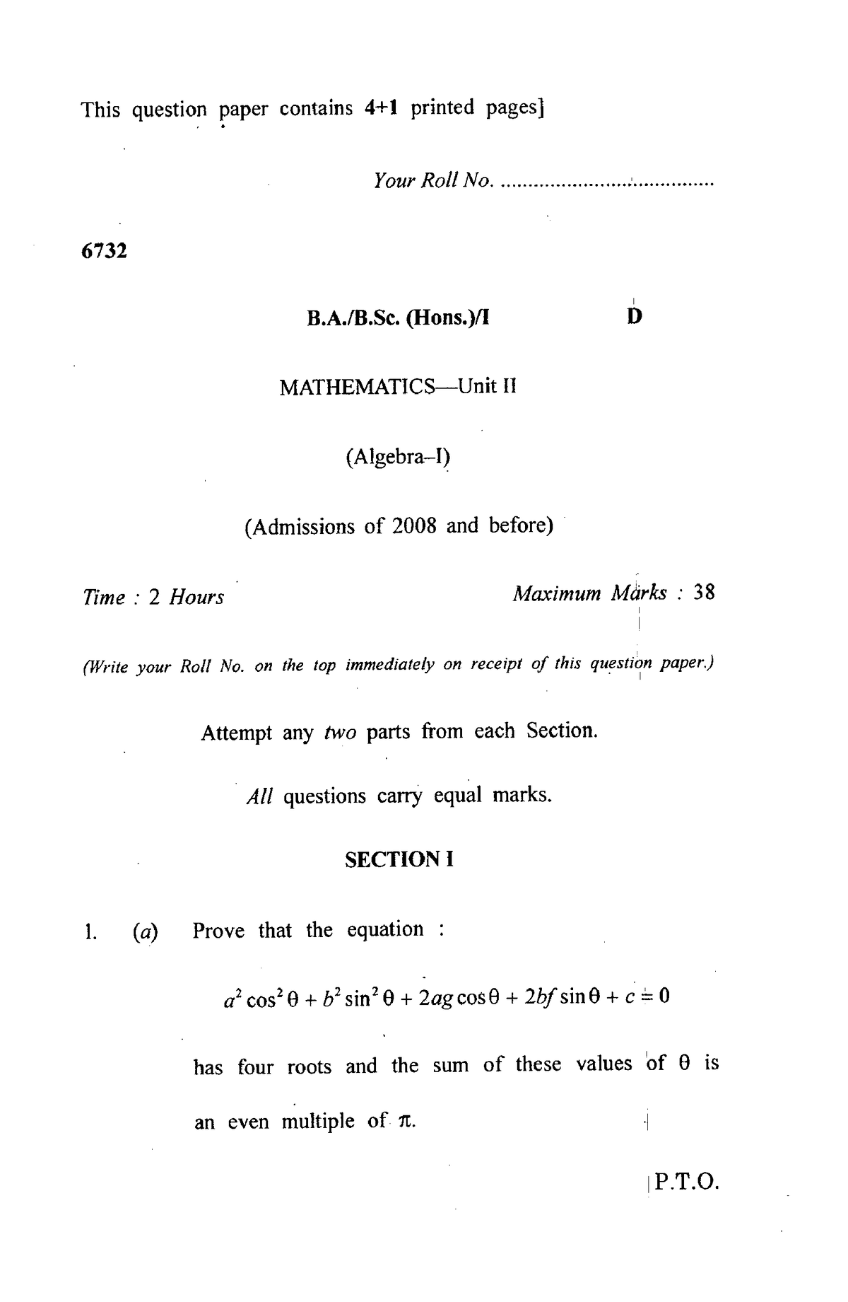 B.A.-B.SC. (HONS.)-I Mathematics-UNIT II ( Algebra-I) (6732) - Bsc(H ...