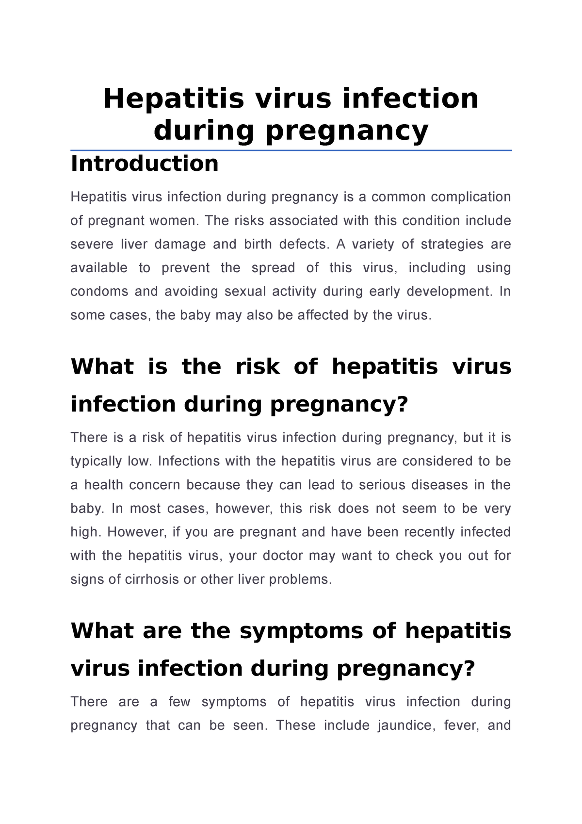 Hepatitis Virus Infection During Pregnancy - Hepatitis Virus Infection ...