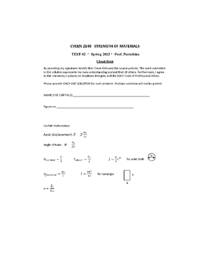 Solution+Test+3 - review and work for exam 3 - CVEEN 2140 STRENGTH OF ...