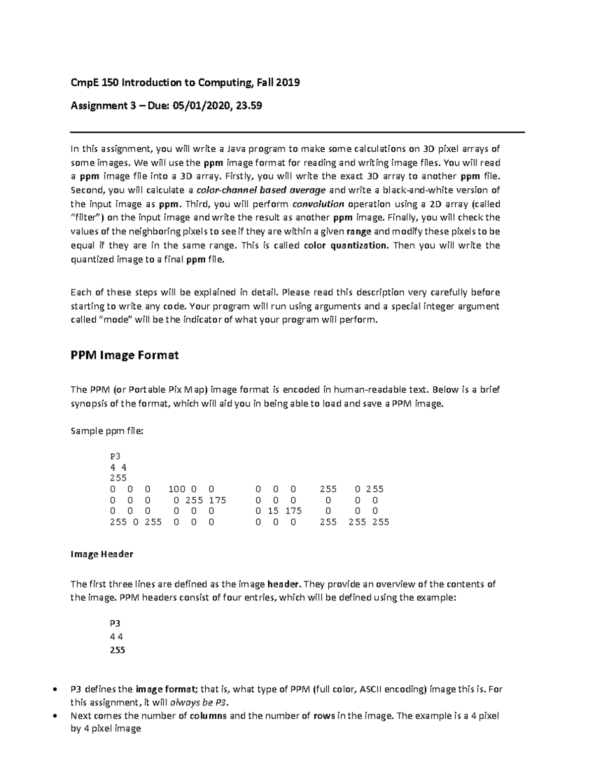 Cmp E150 Fall2019 Assignment 3 Description v2 - CmpE 150 Introduction ...