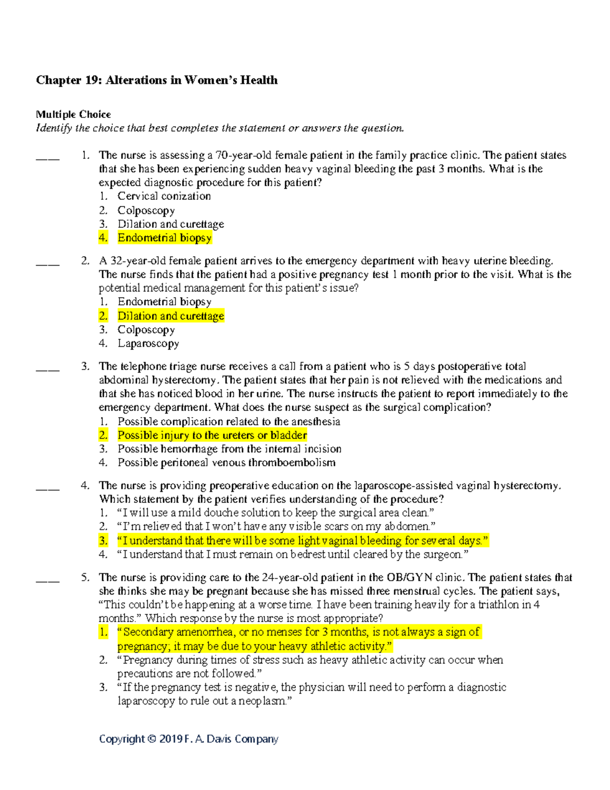 CH 19 Alterations IN Womens Health Chapter 19 Alterations in Women’s