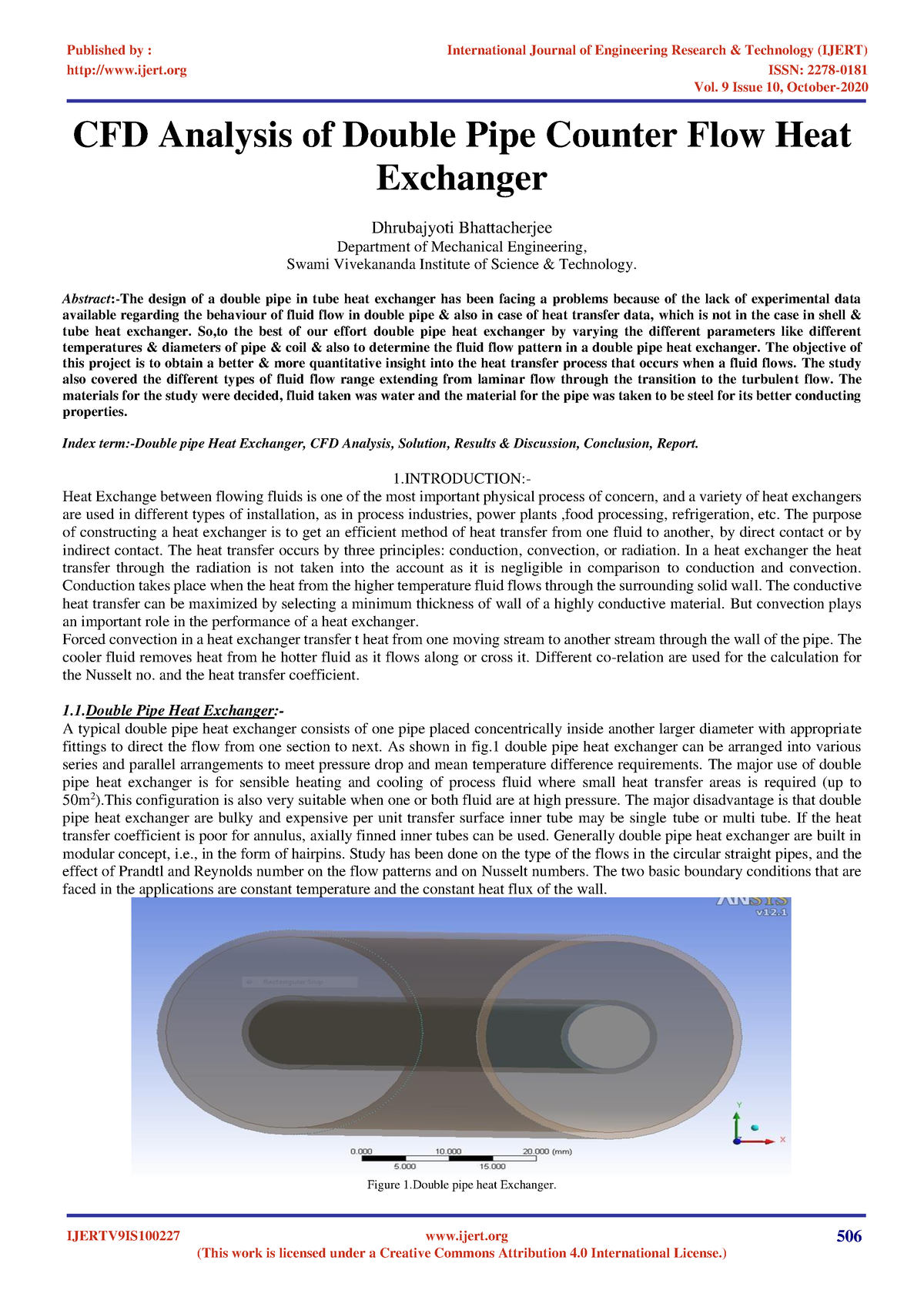 Cfd Analysis Of Double Pipe Counter Flow Heat Exchanger Ijertv ...