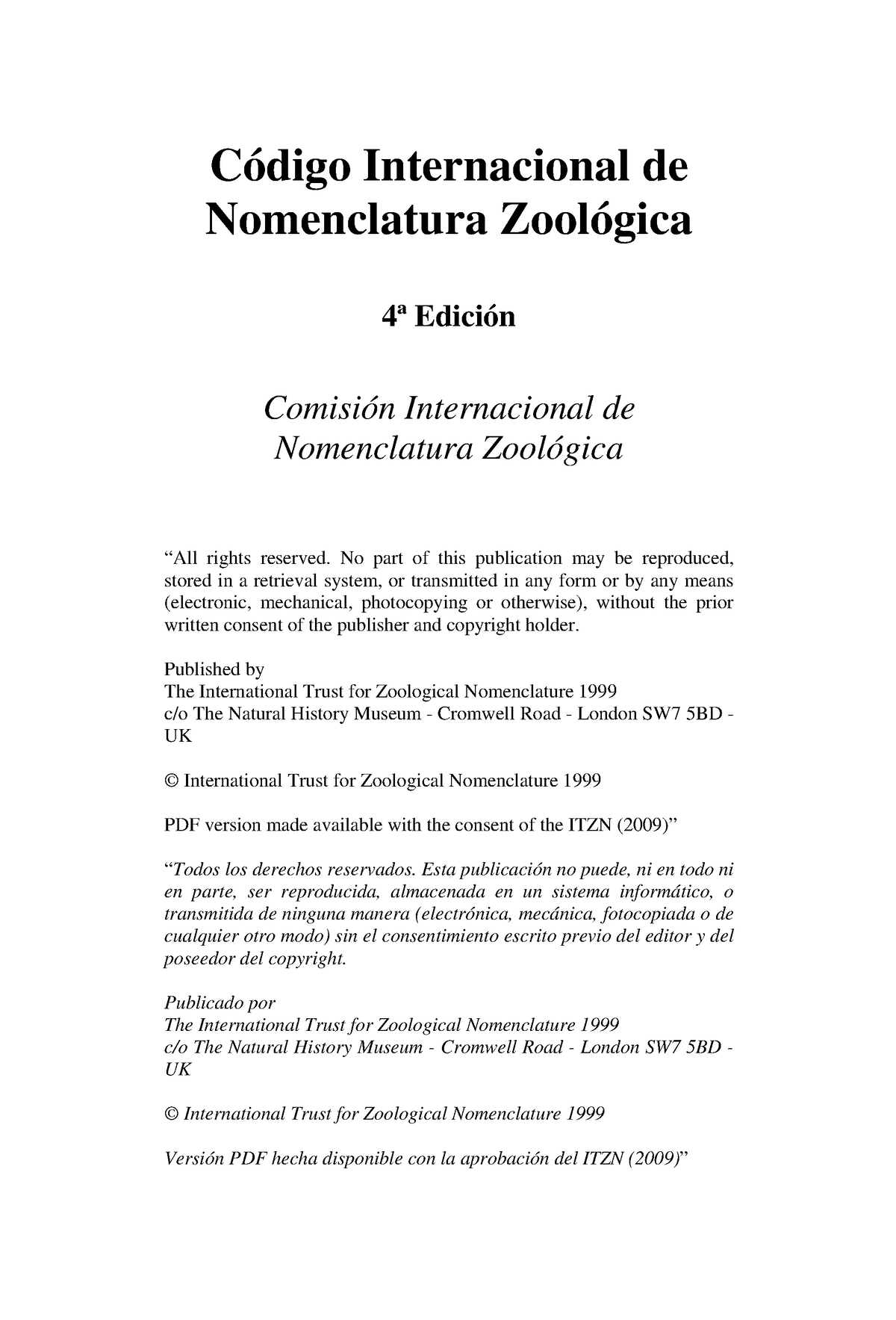 Codigo De Nomenclatura Zoologica - ZOOLOGIA DE VERTEBRADOS II - UCB ...