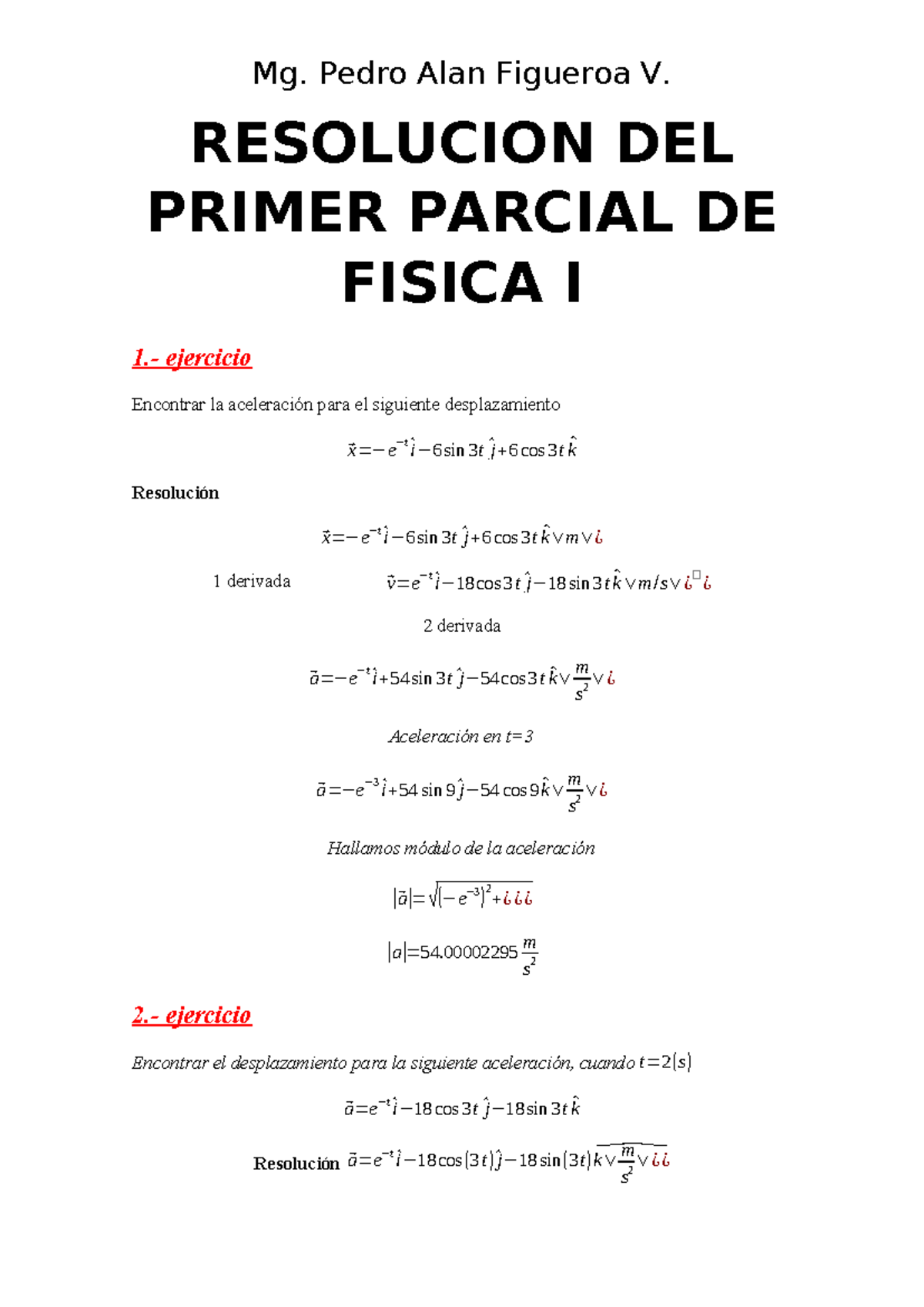 Resolucion DEL Primer Parcial DE Fisica I - RESOLUCION DEL PRIMER ...