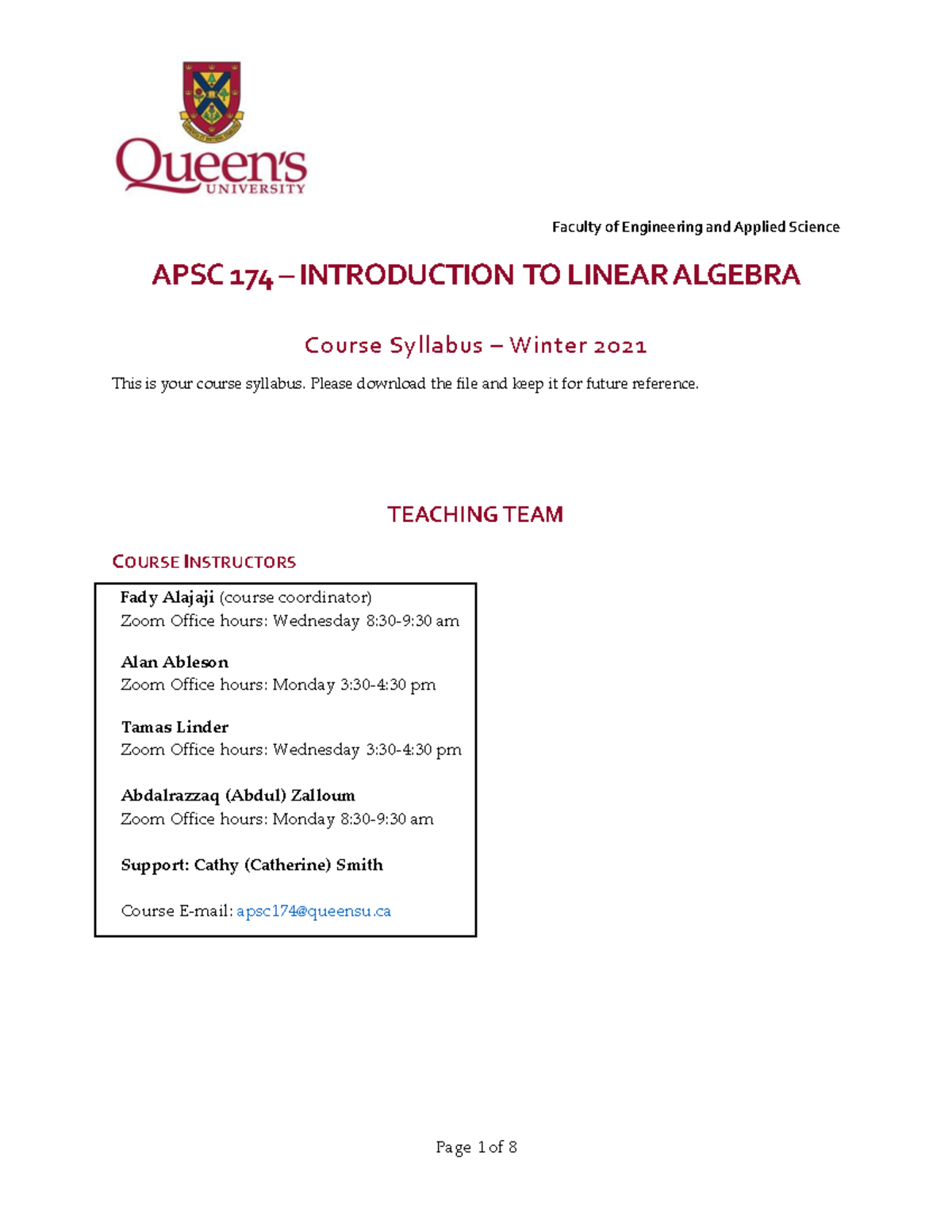 All-syllabi - note - Faculty of Engineering and Applied Science APSC ...