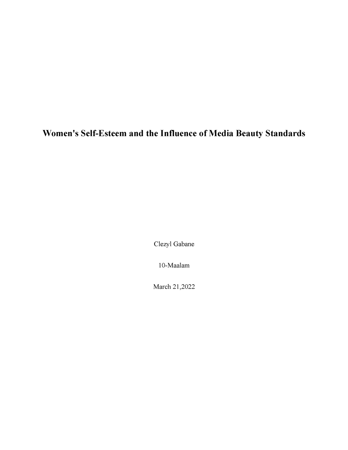 Beauty Standard Research Women's SelfEsteem and the Influence of