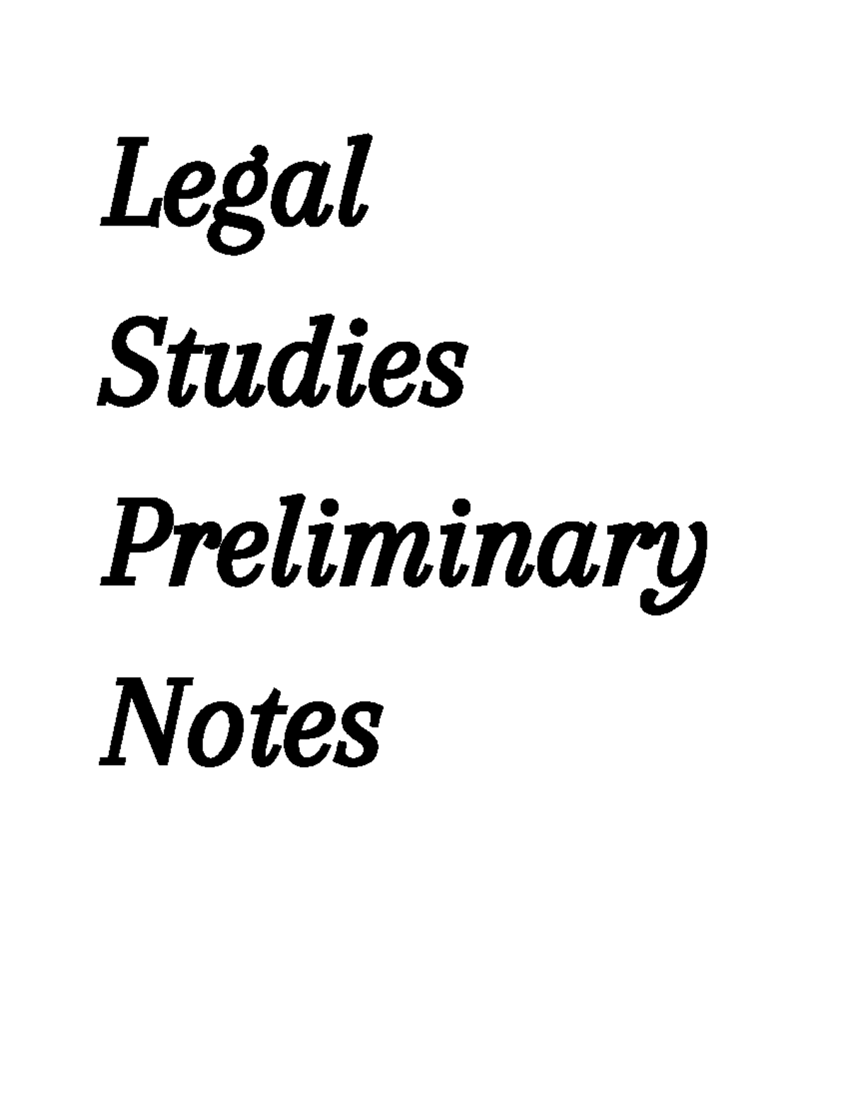 Legal Prelims Legal Studies Preliminary Notes Basic Legal Concepts