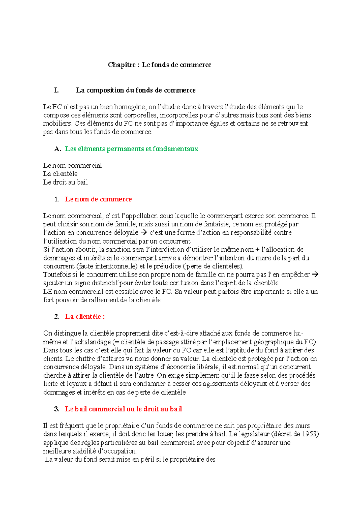 dissertation juridique le fond de commerce