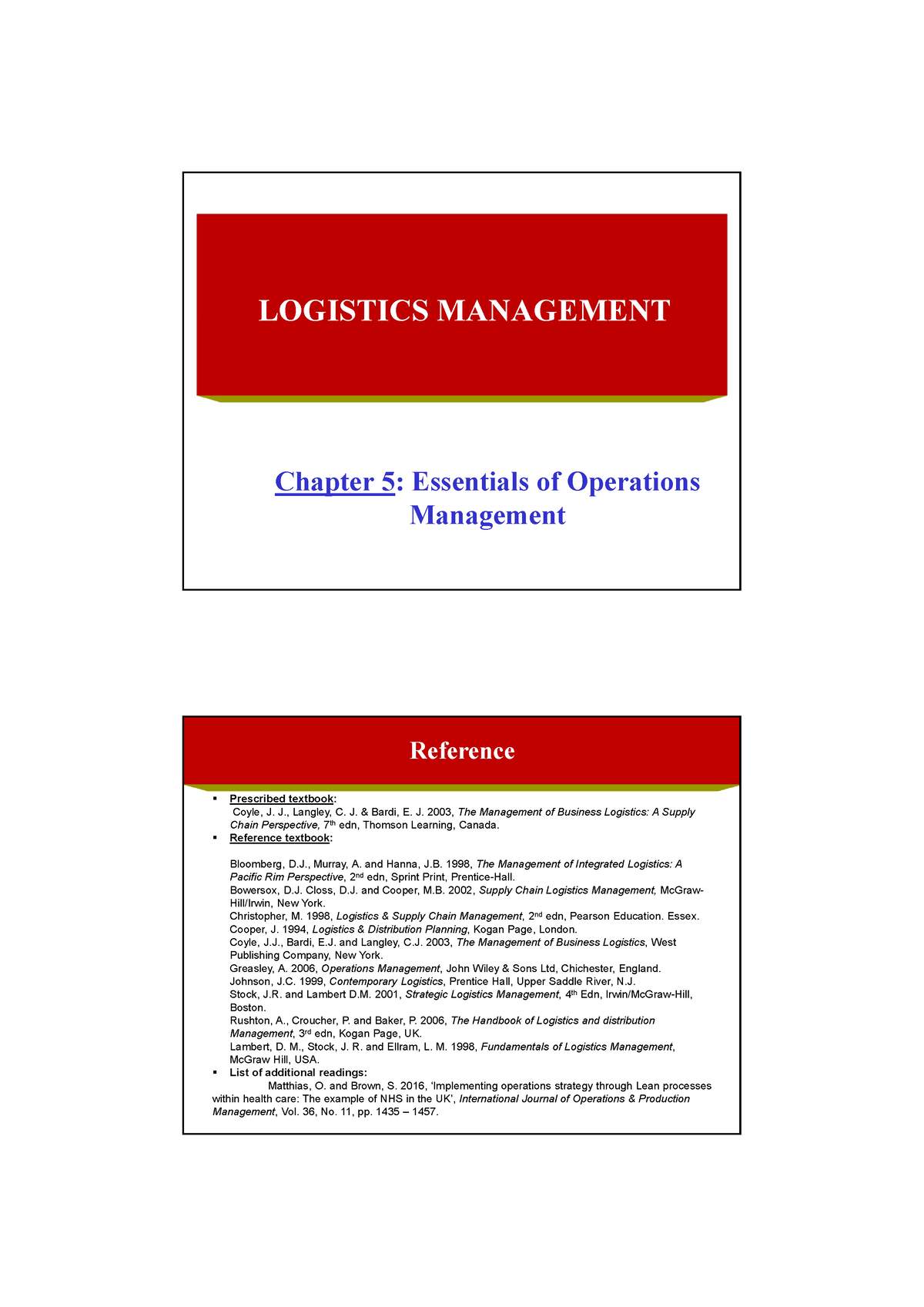 Topic Essentials Of Operations Management Chapter Essentials Of Operations Management