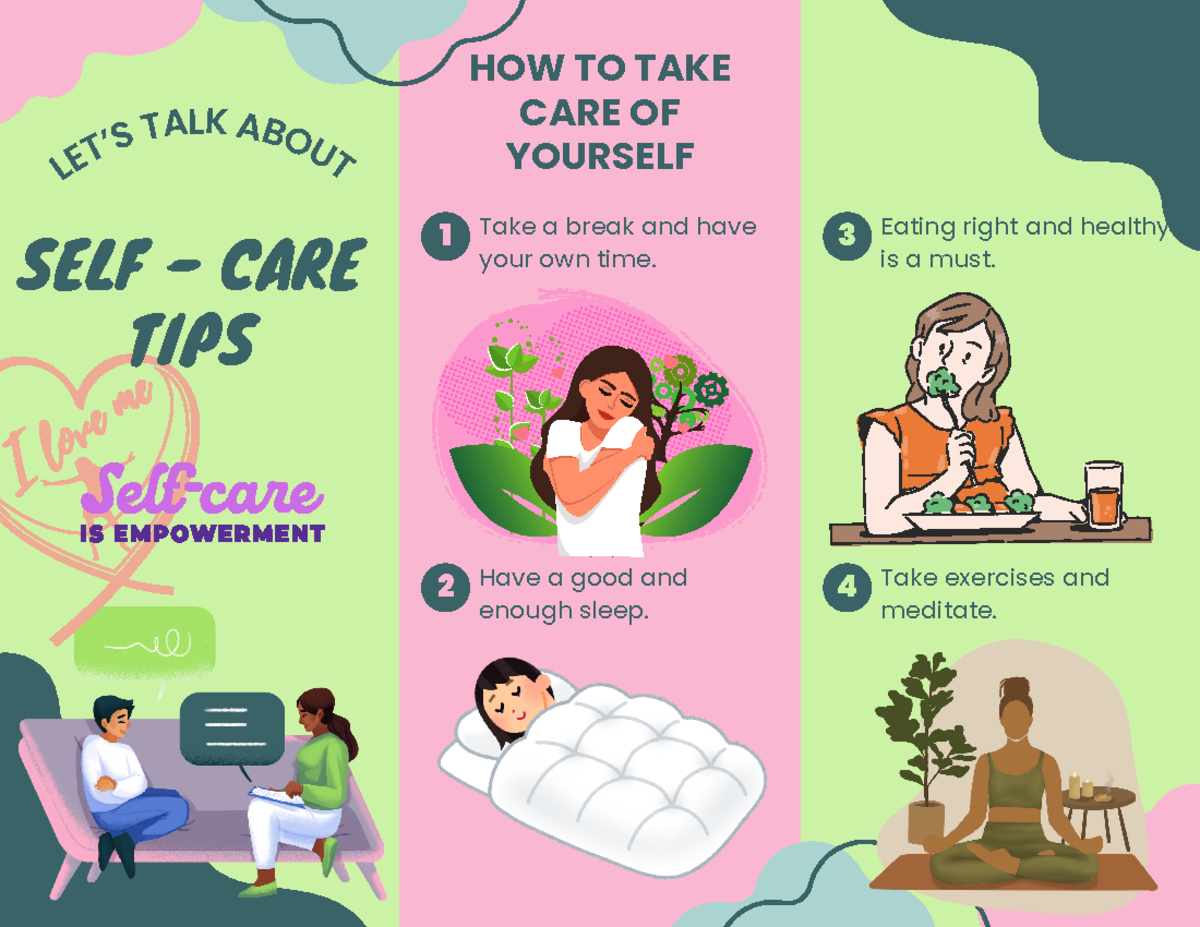 Self-Care Brochure - BS Psychology - L E T ’ S T A LKABO U T HOW TO ...