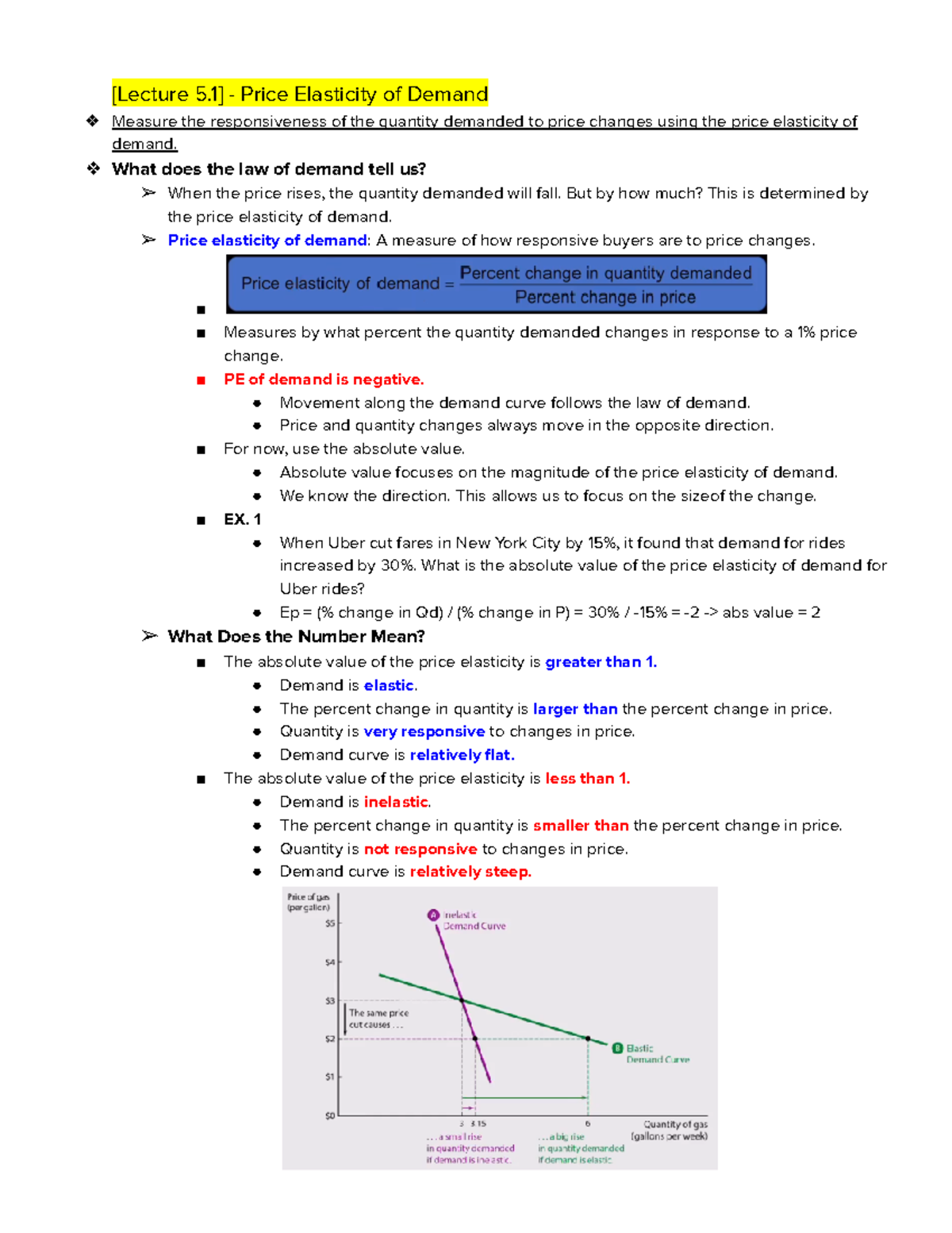 ECON 2100 Chapter 5 - [Lecture 5] - Price Elasticity of Demand Measure ...