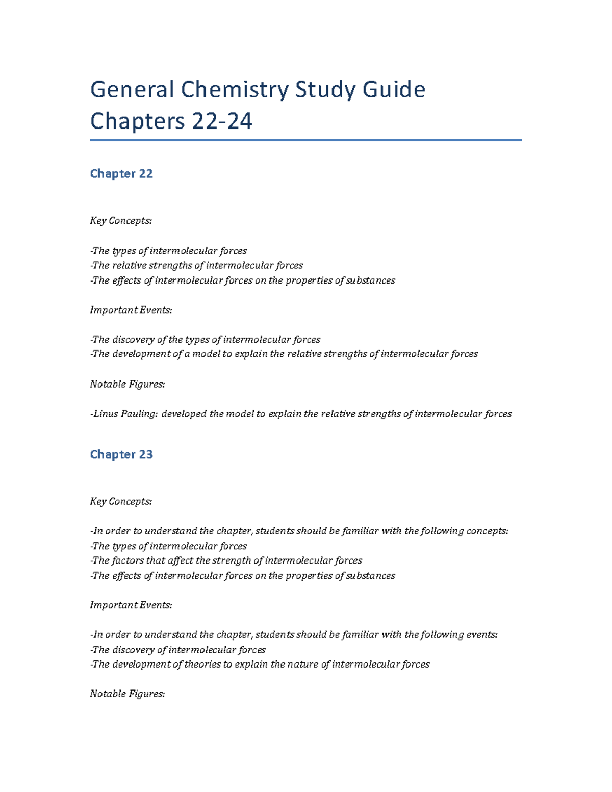 General Chemistry Study Guide Chapters 22-24 - General Chemistry Study ...