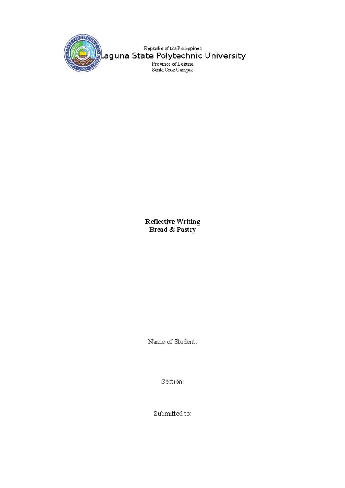 HMPE4 Reflective Writing - Republic of the Philippines Laguna State ...