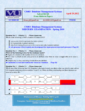 Summer 2024 CS403 2 Solution - Assignment No. 02 Summer 2024 CS403 ...