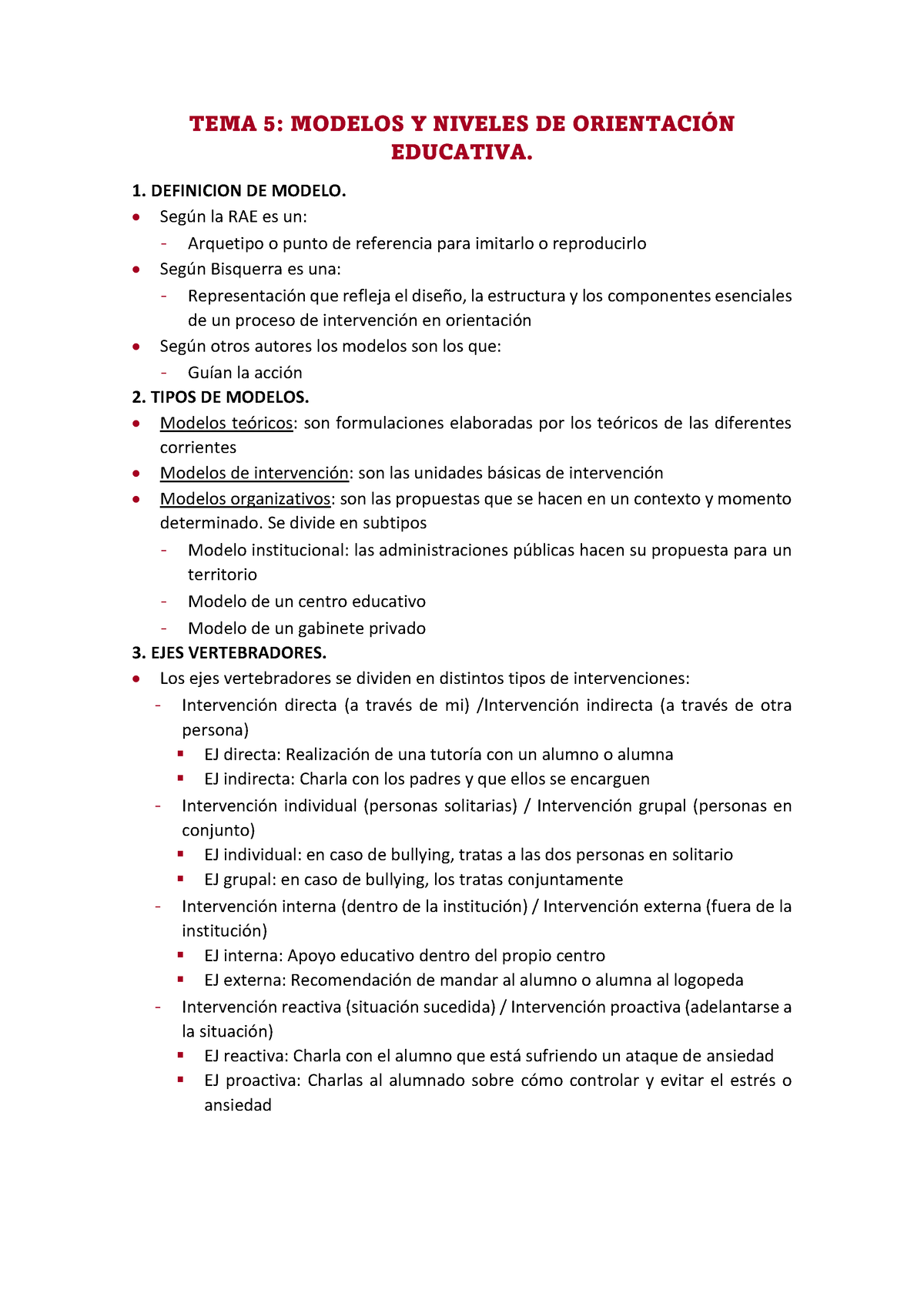 Tema 5 Orientación - TEMA 5: MODELOS Y NIVELES DE ORIENTACI”N EDUCATIVA ...