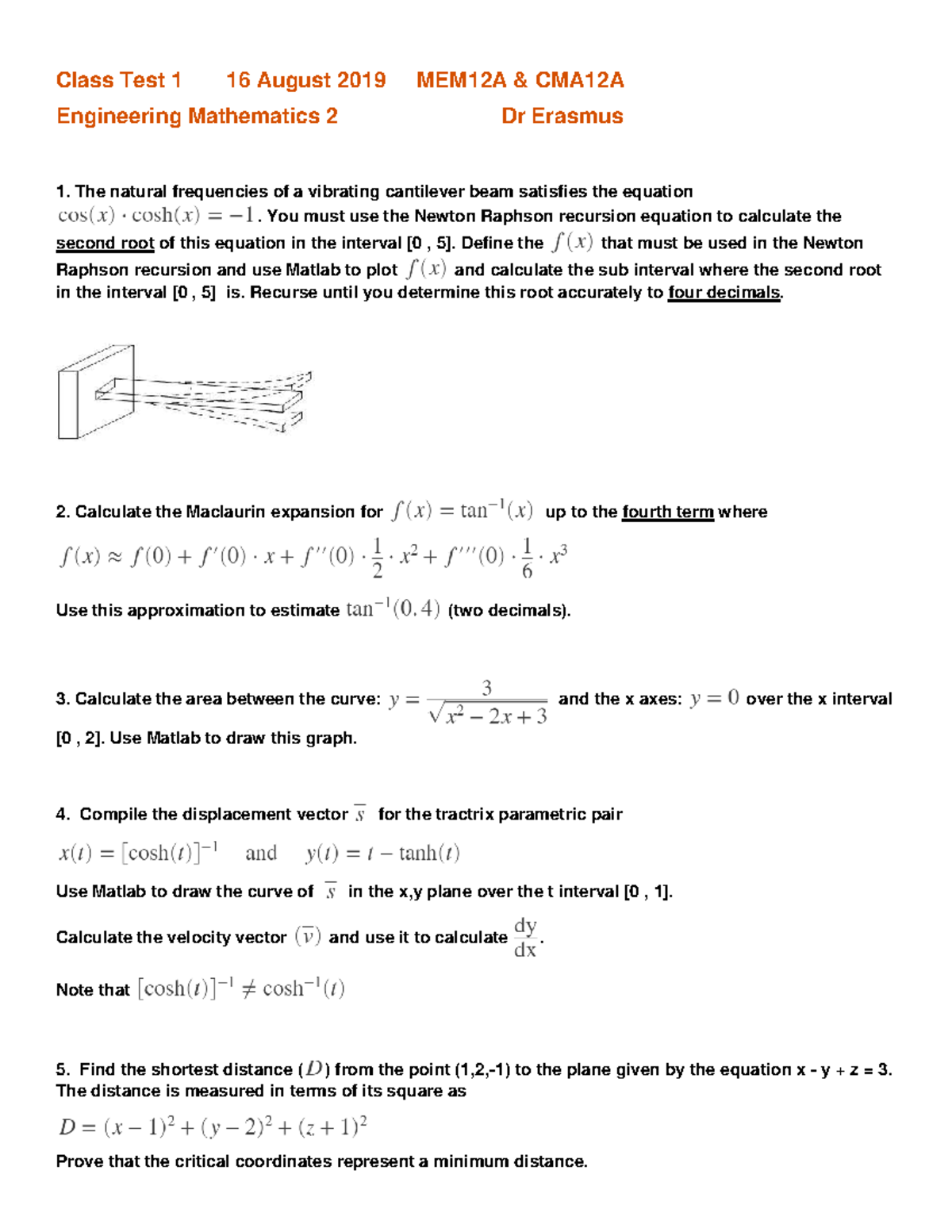 Class Test 1 M2 2019 - Test - Class Test 1 16 August 2019 MEM12A ...
