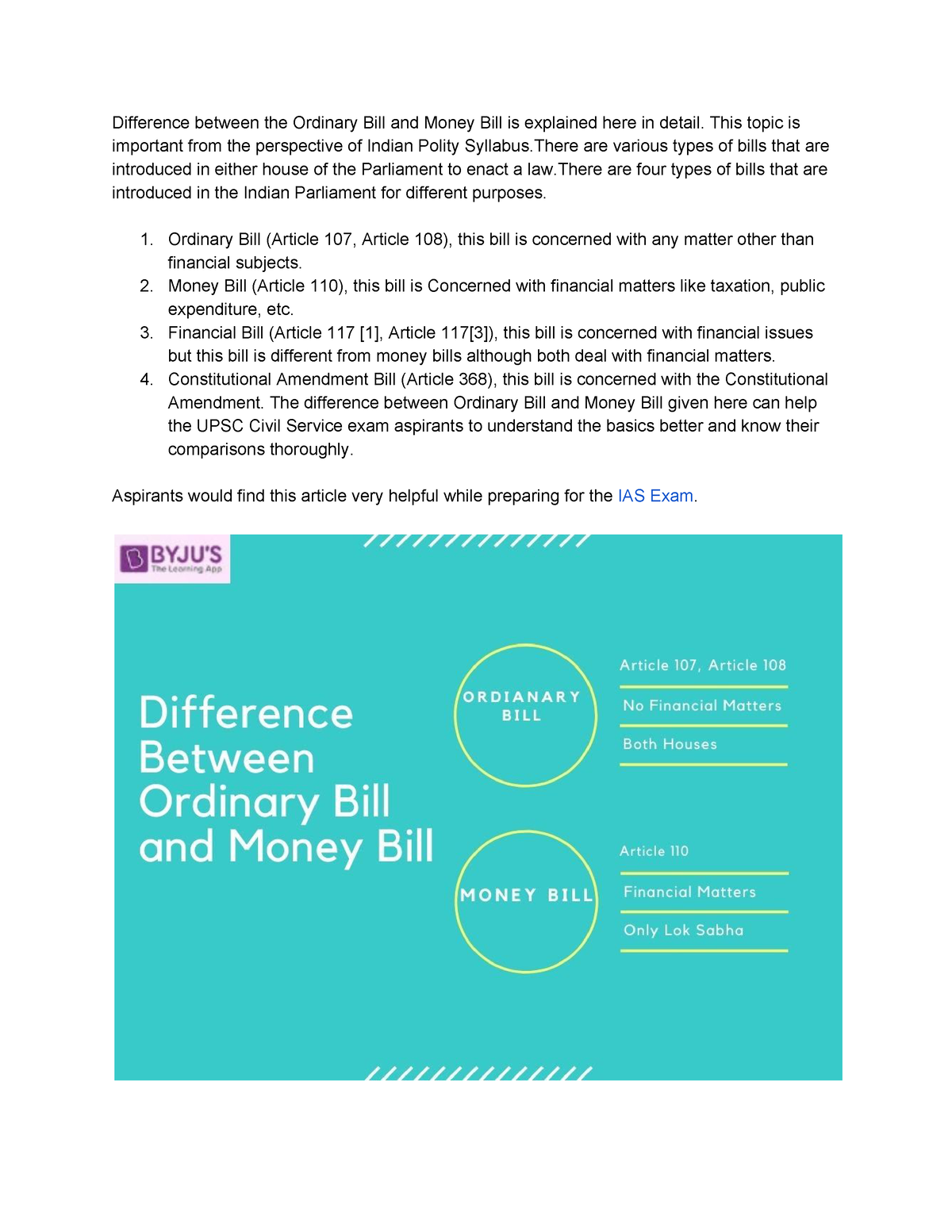 difference-between-ordinary-bill-and-money-bill-this-topic-is